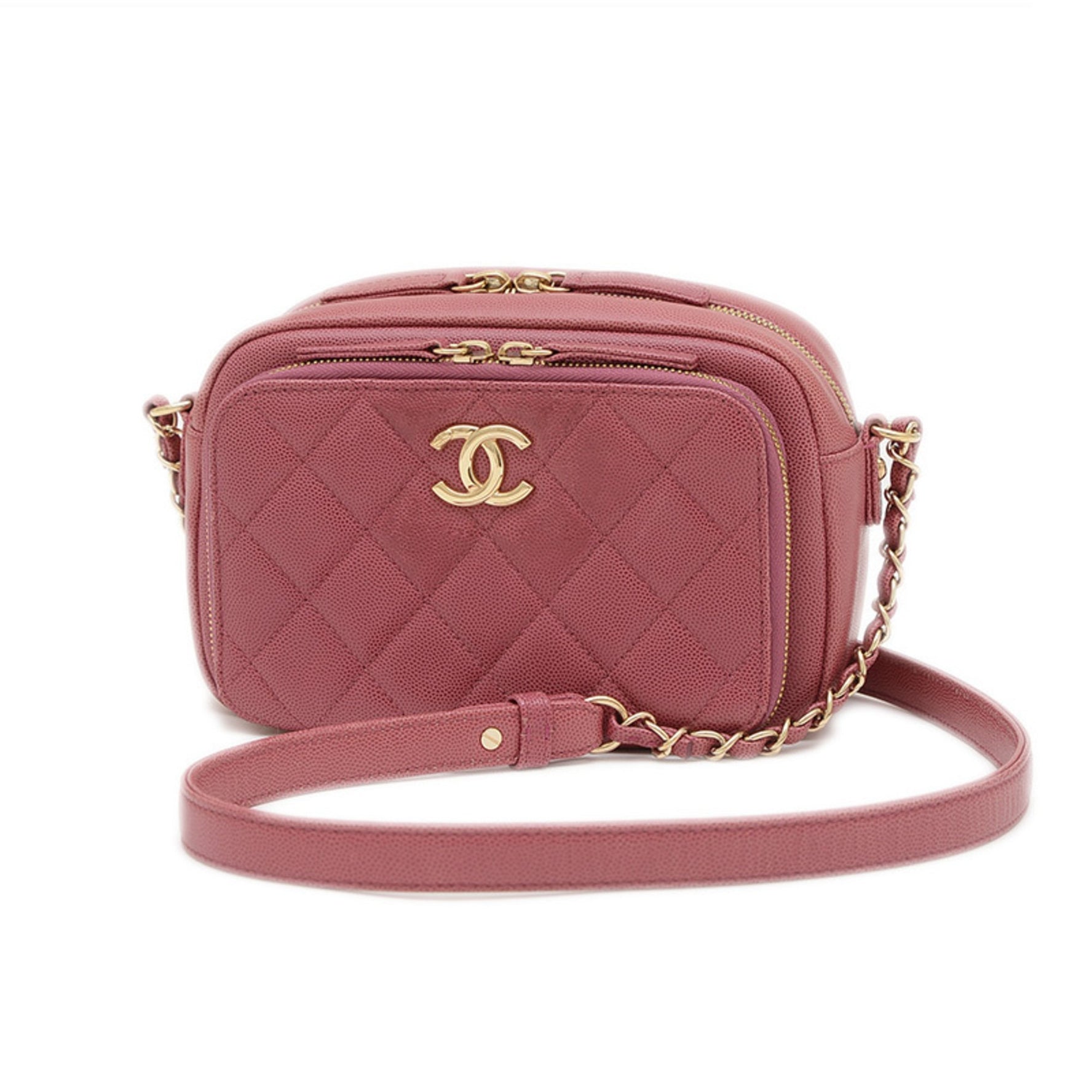 Chanel Matelasse Chain Shoulder Bag in Caviar Leather with Gold Hardware
