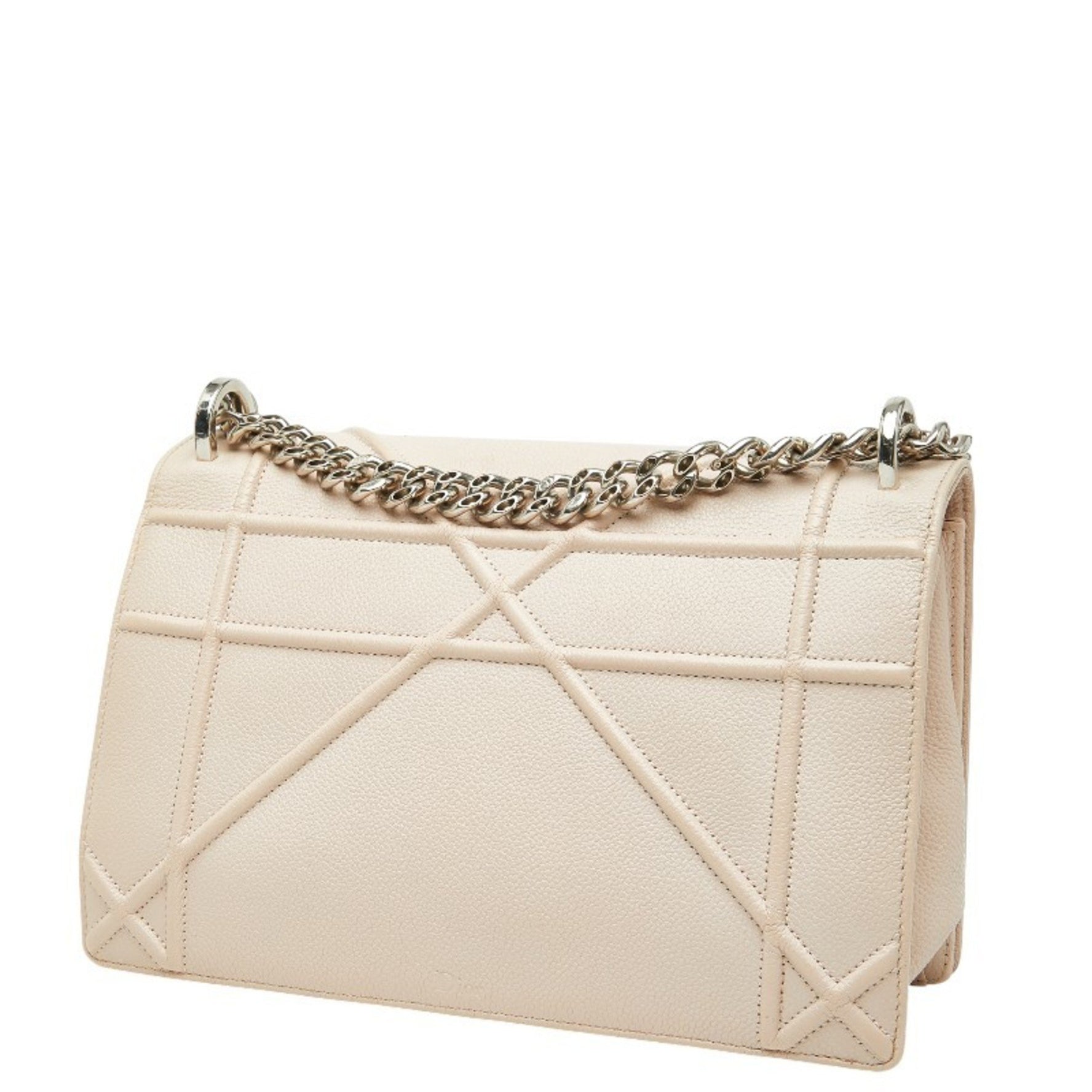Christian Dior Dior Diorama Chain Shoulder Bag Pink Silver Leather