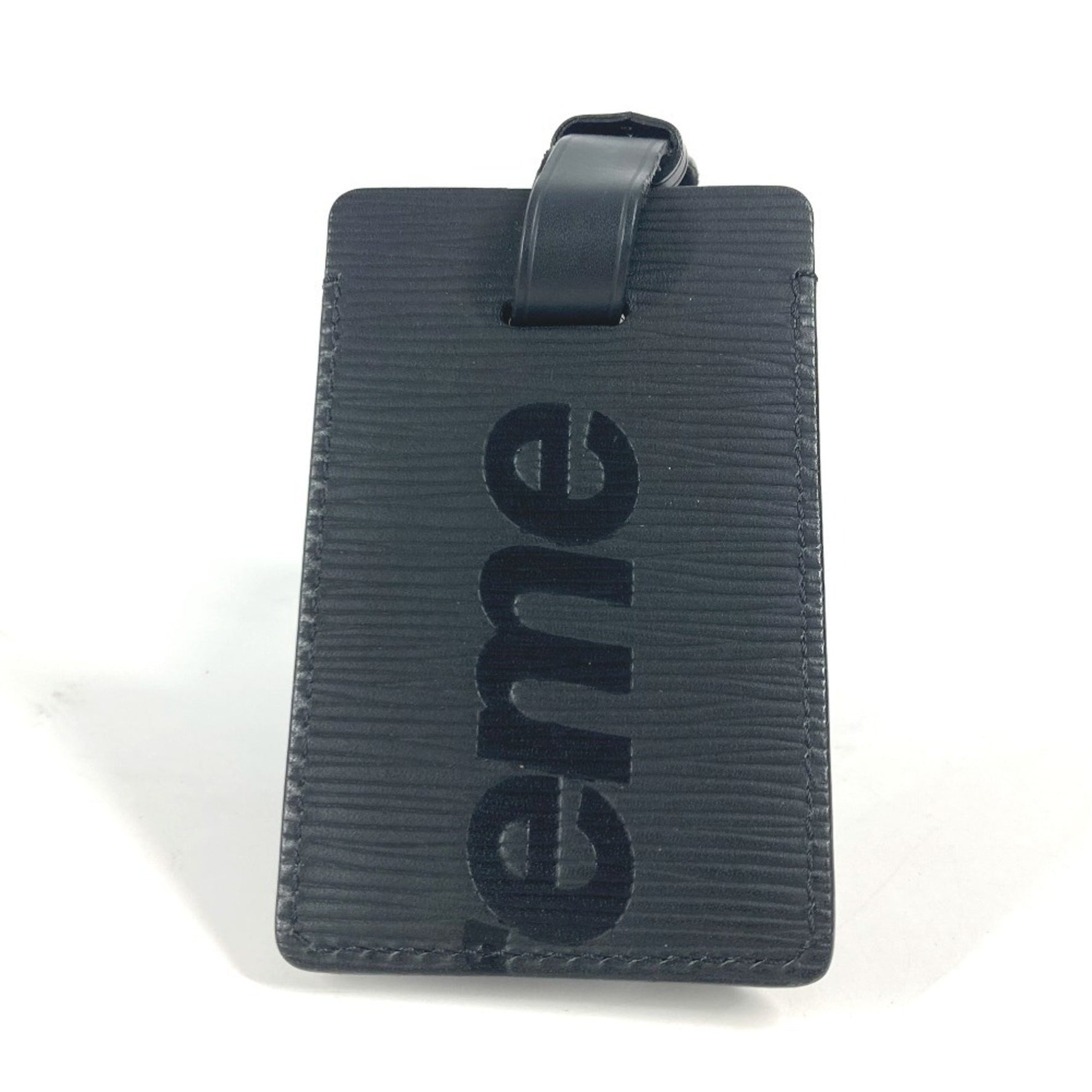 LOUIS VUITTON M67726 Epi Supreme Collaboration Bag Charm Keychain Name Tag Leather Men's Women's Noir Black