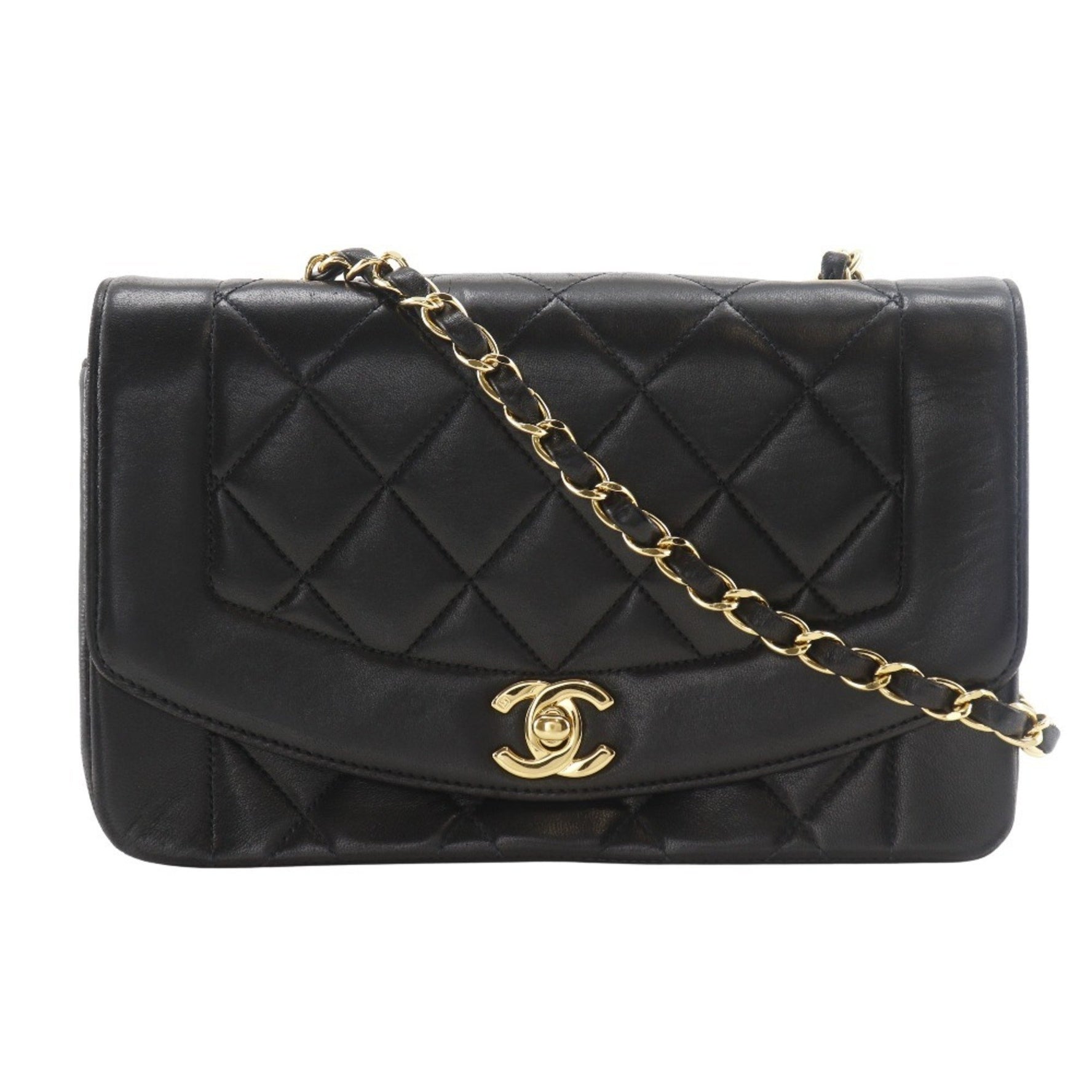 CHANEL Diana 22 Shoulder Bag, Chain Matelasse, Lambskin, Turnlock