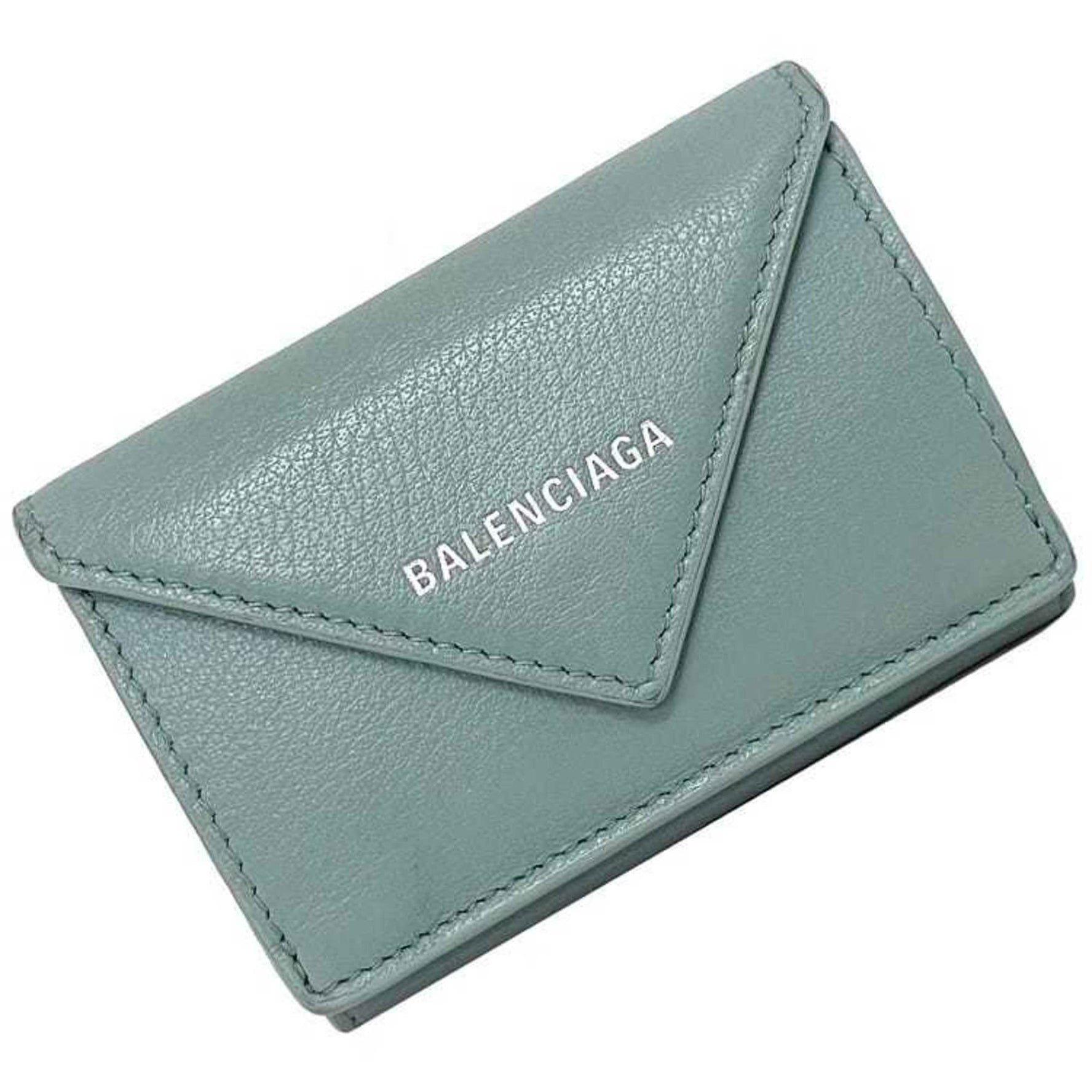 Balenciaga trifold wallet paper gray light blue DLQ0N 4005 leather BALENCIAGA
