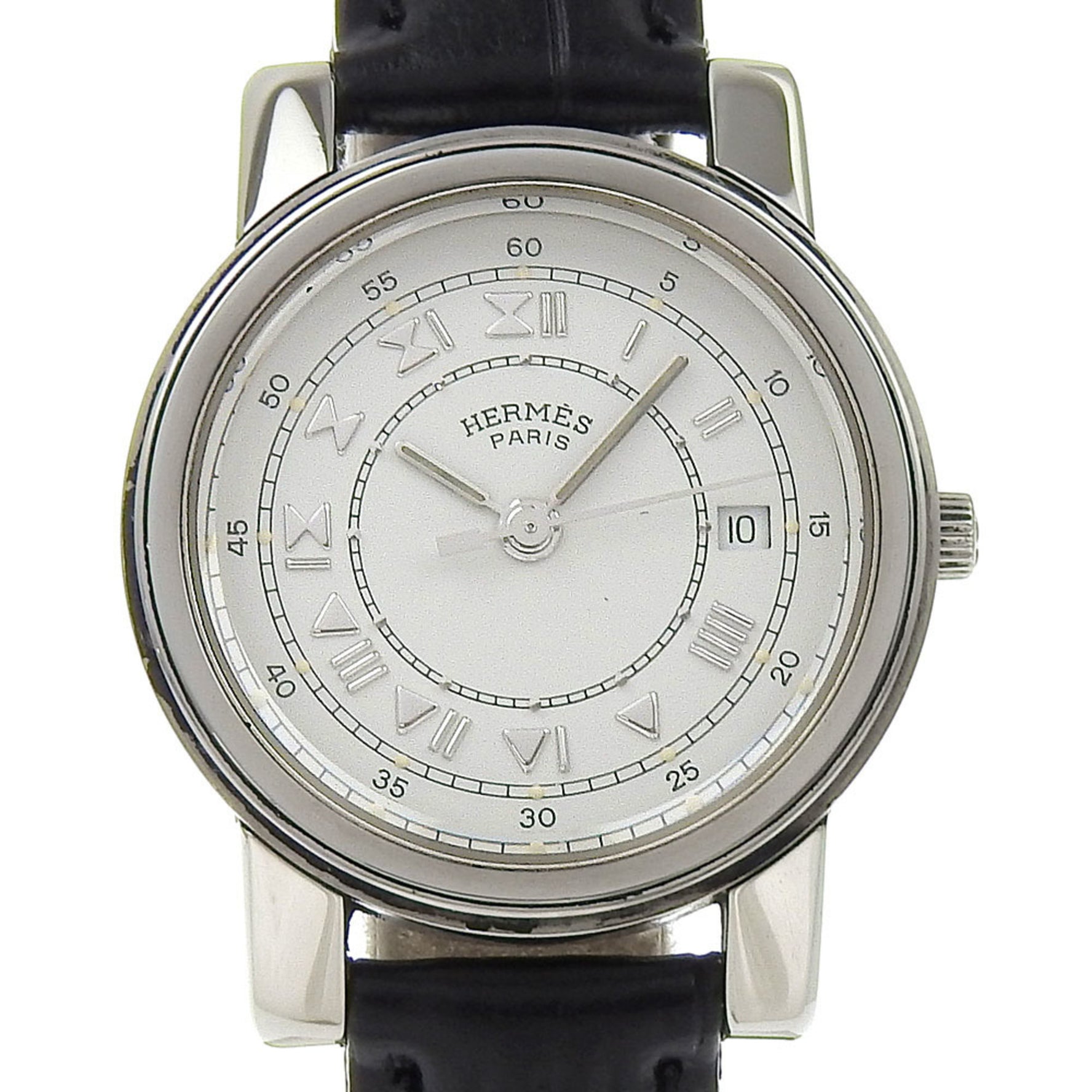 Hermes HERMES Carrick Watch Stainless Steel x Embossed Leather Quartz Analog Display White Dial Women's H210624616