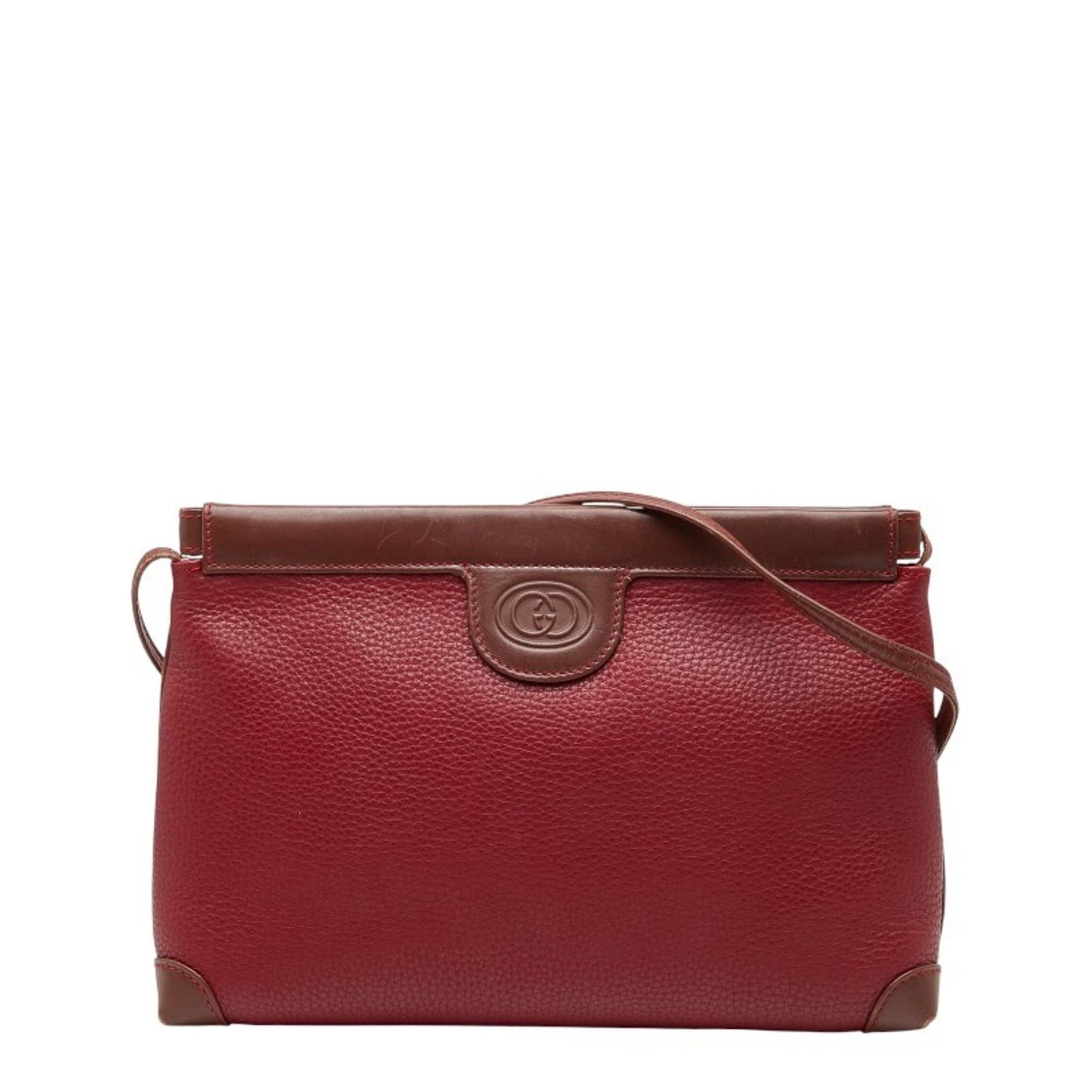 Gucci Crossbody Shoulder Bag 87 007 5553 Red and Brown Leather