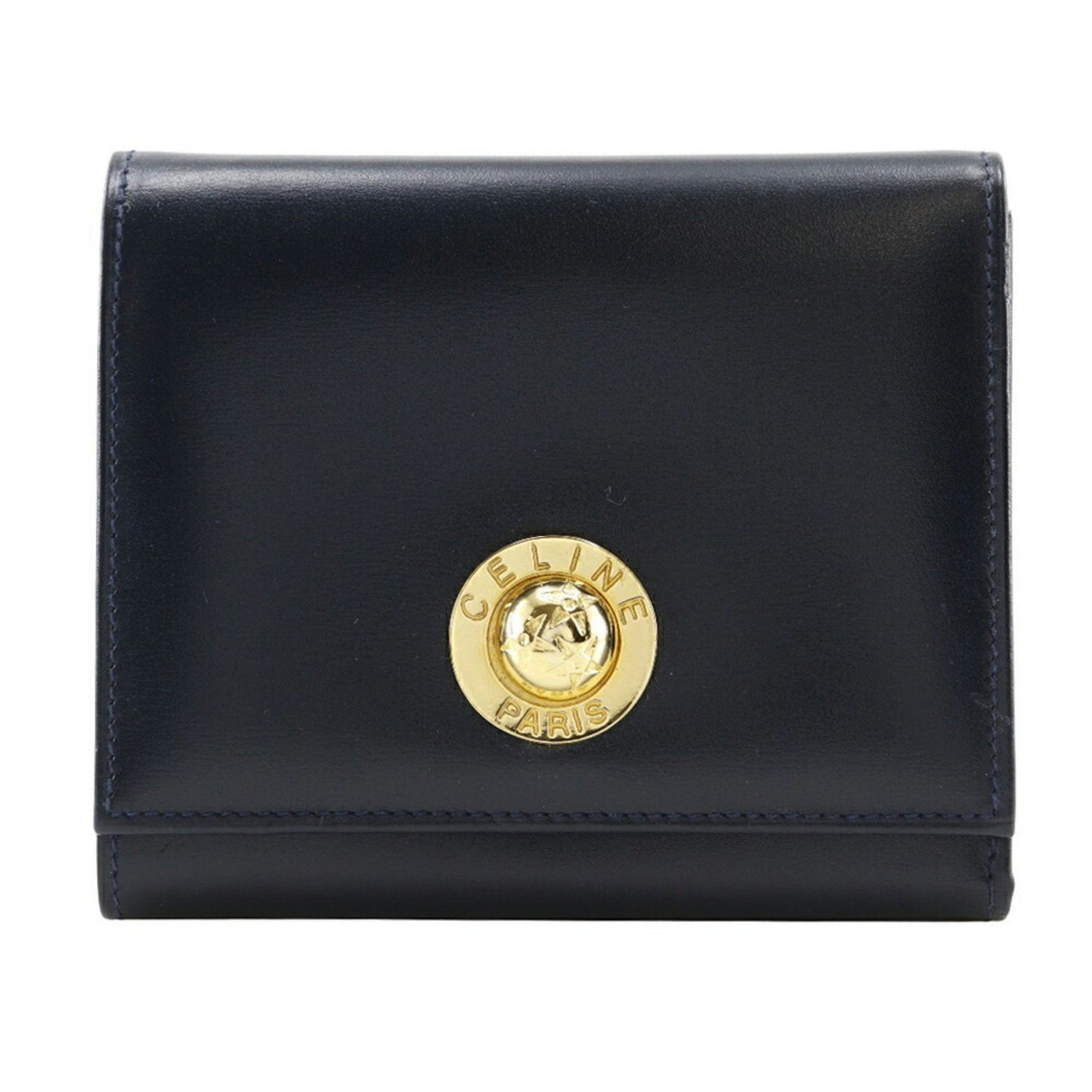 Celine Star Ball Tri-fold Wallet, Blue, Snap Buttons