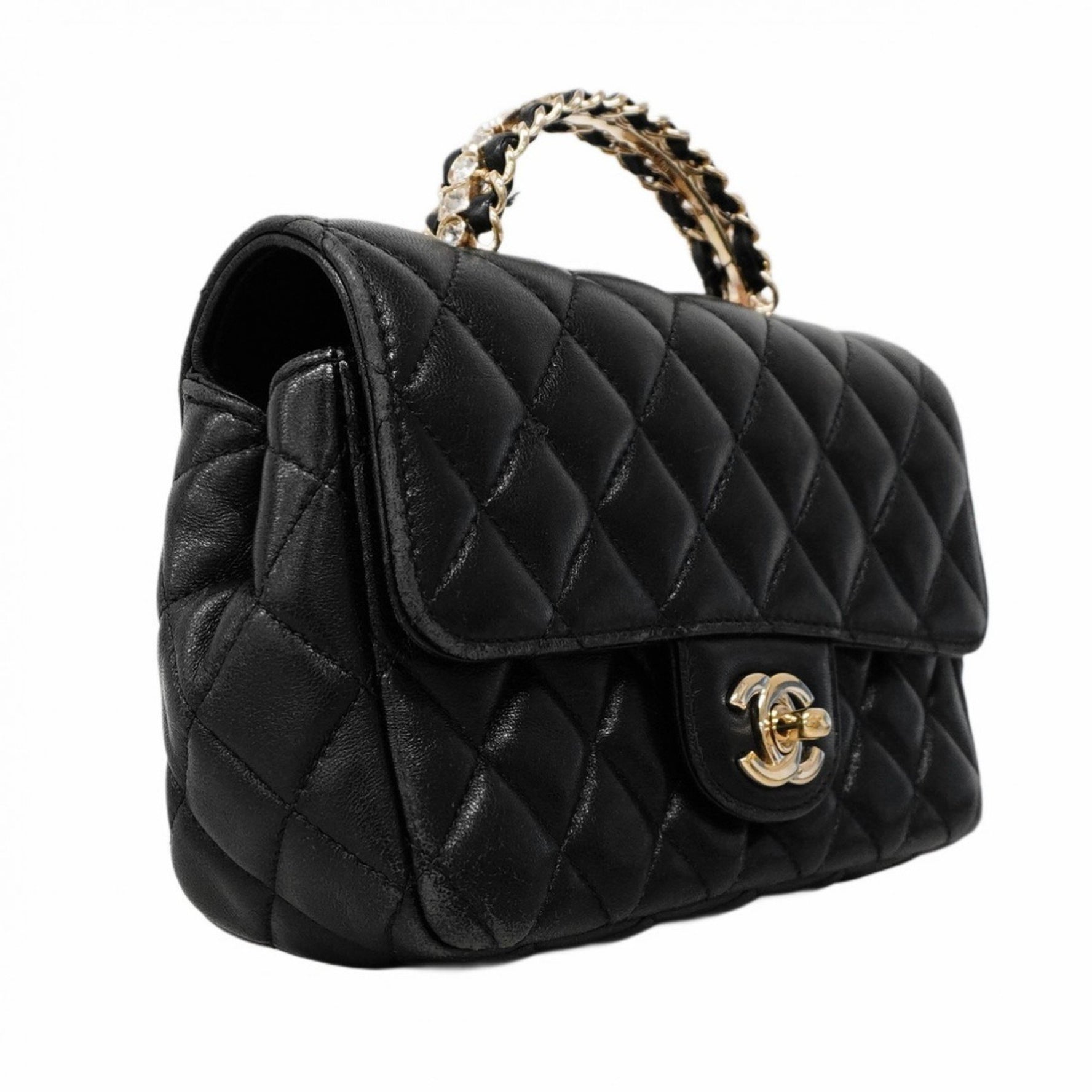 Chanel Matelasse Handbag with Chain Shoulder Strap, and Champagne Lambskin, Bag