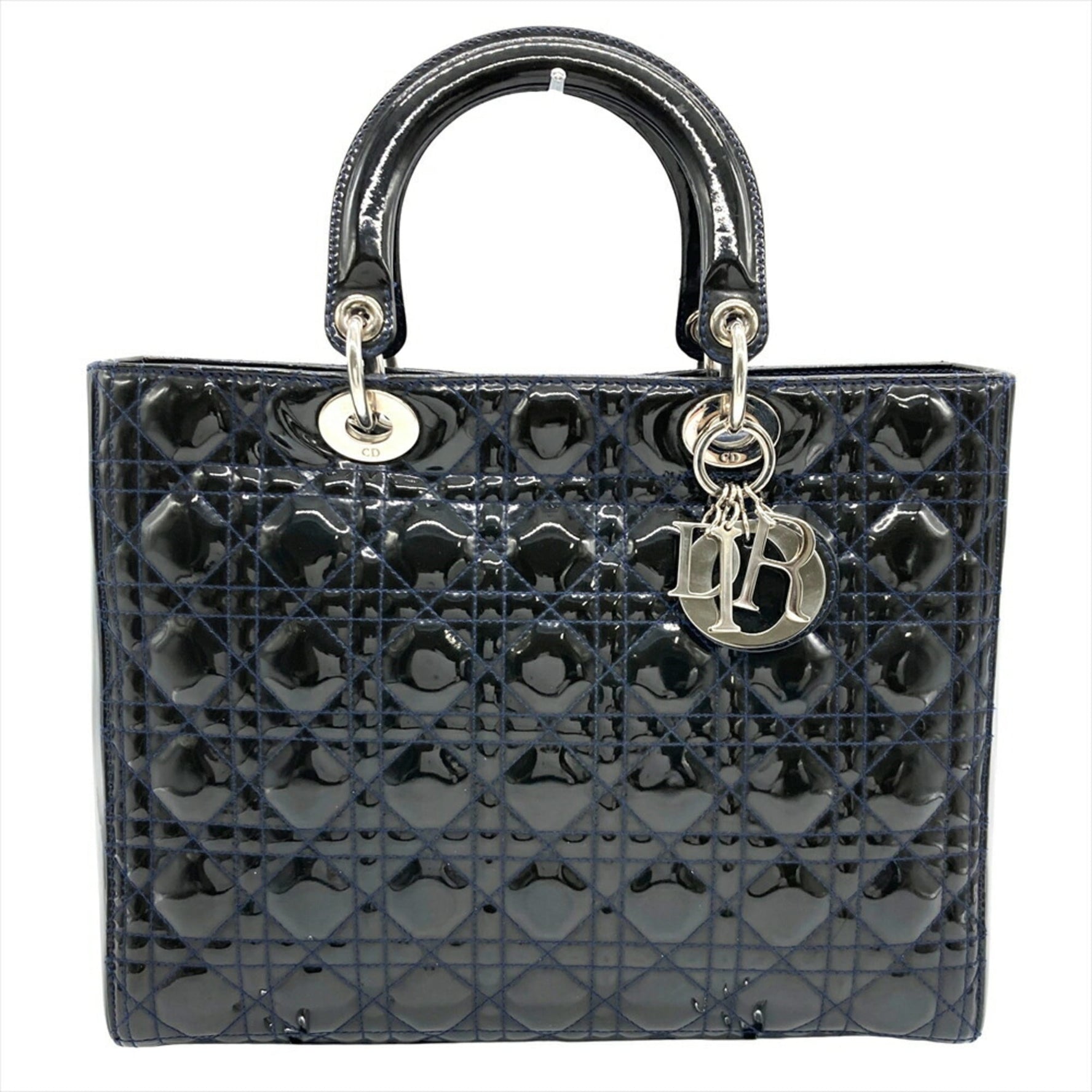 Christian Dior Lady Cannage Handbag in Patent Leather and Enamel