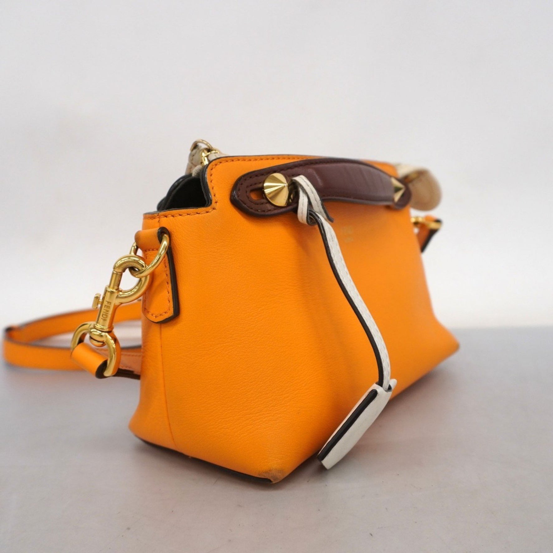 Fendi By the Way Leather Handbag in Orange and Brown for Women