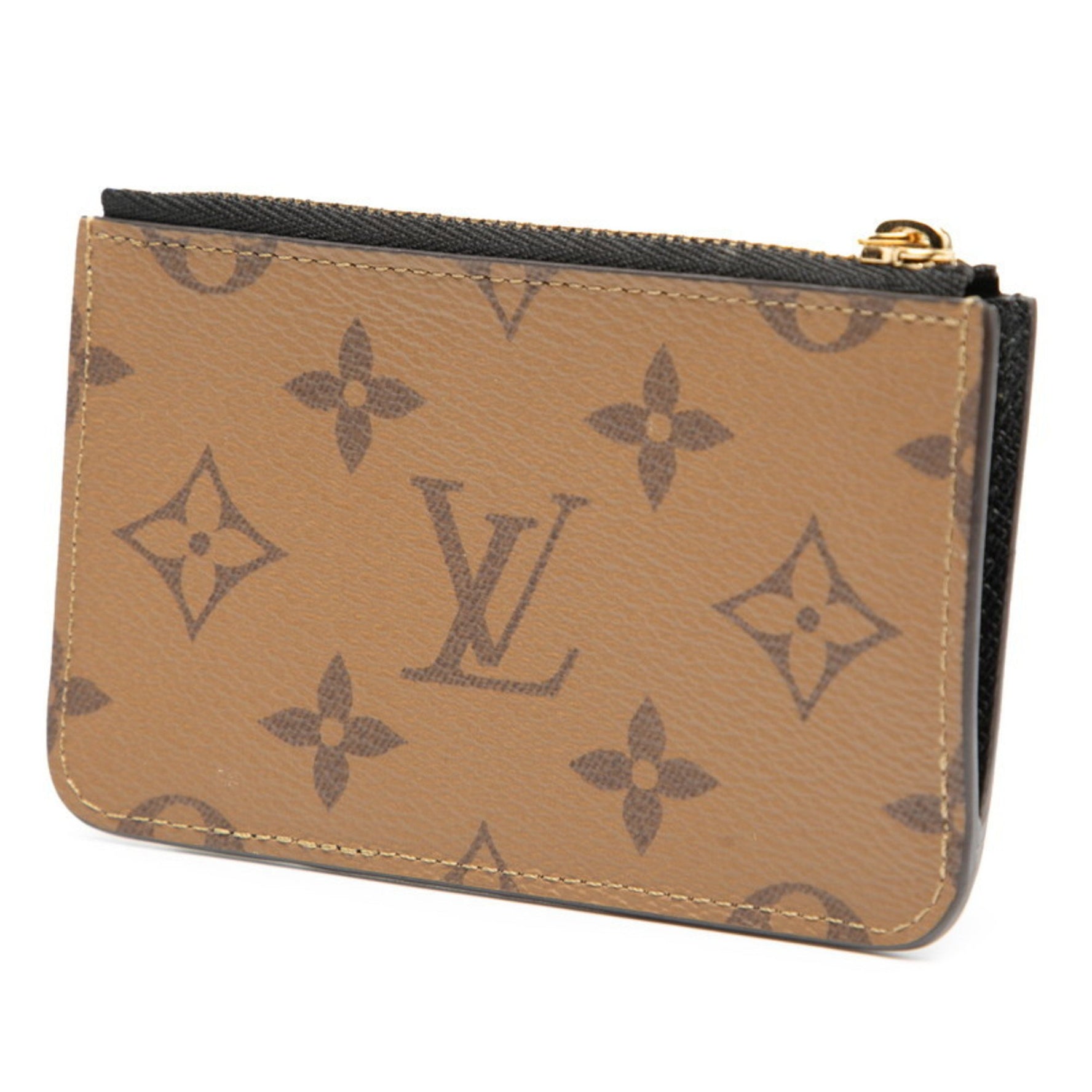 Louis Vuitton Monogram Reverse Porte Carte Romy Business Card Case Brown and Black Leather LOUIS VUITTON