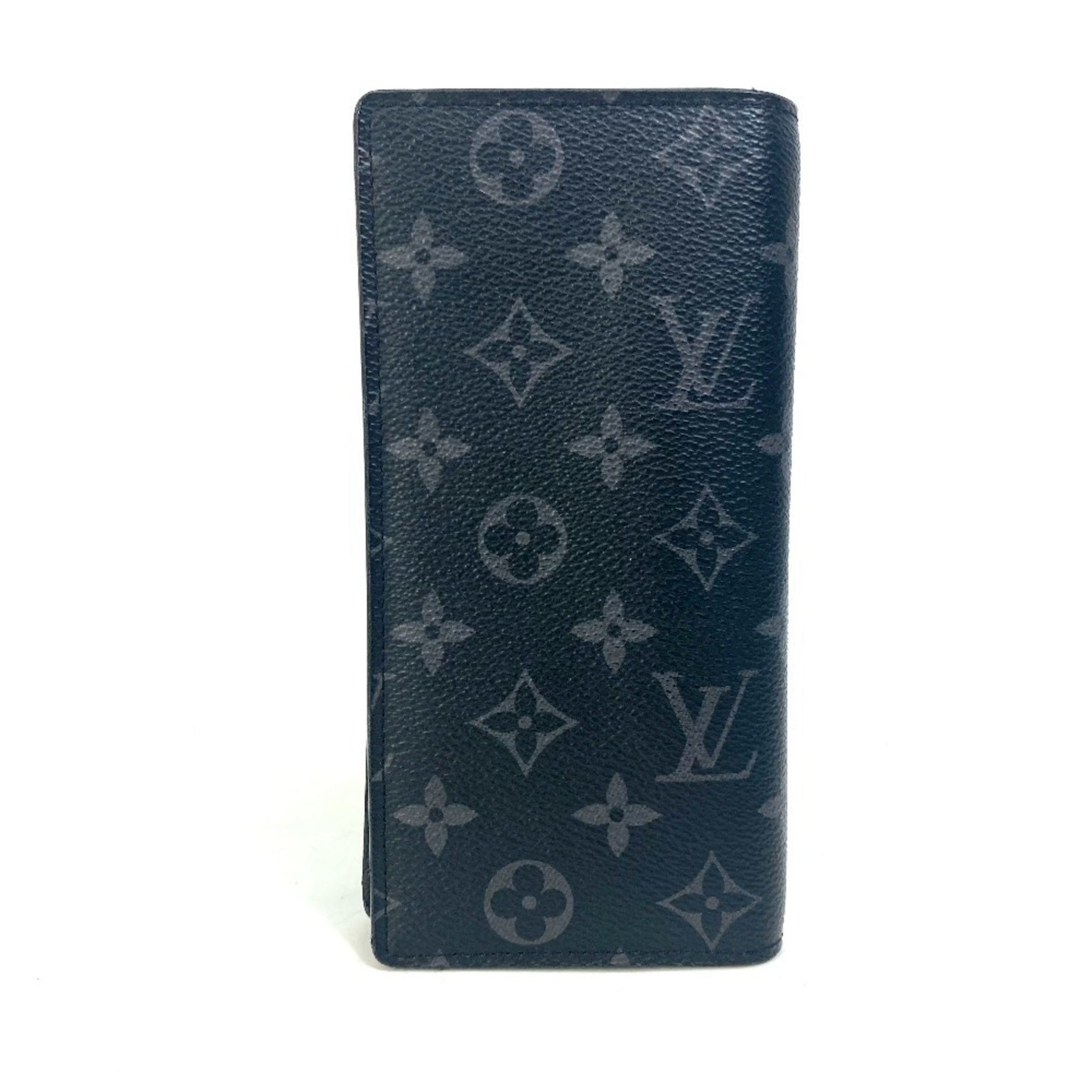 LOUIS VUITTON M61697 Monogram Eclipse Portefeuille Brazza Bifold Wallet, Canvas, Men's, Black