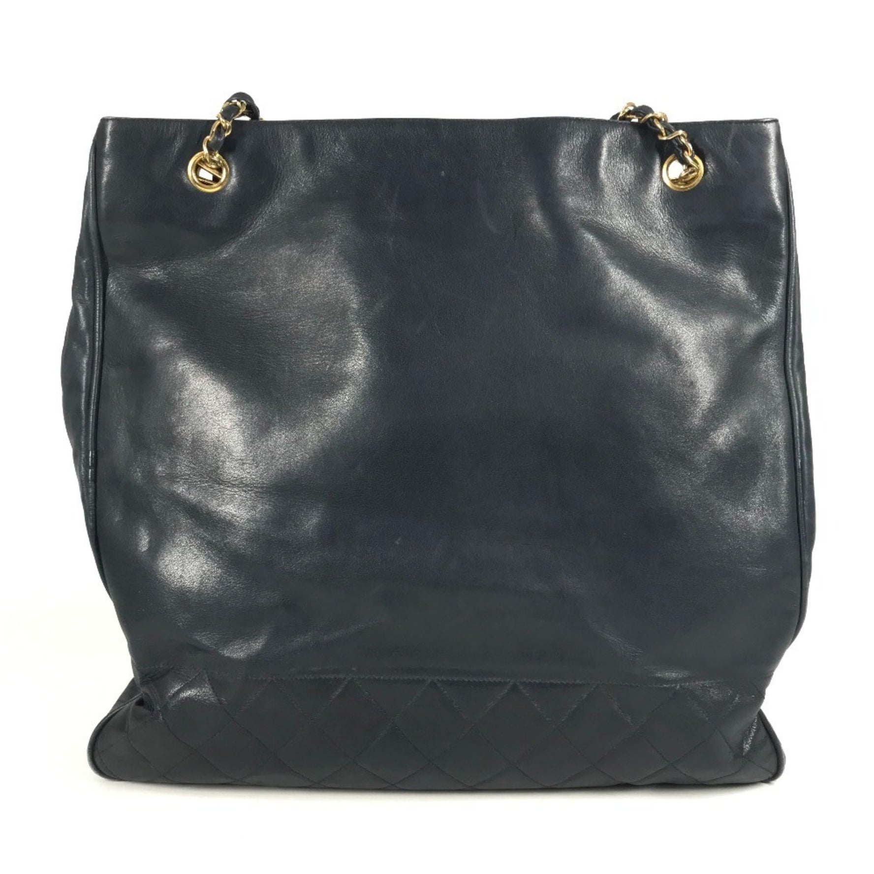 CHANEL Vintage CC Coco Mark Logo Matelasse Quilted Shoulder Bag Chain Tote Lambskin