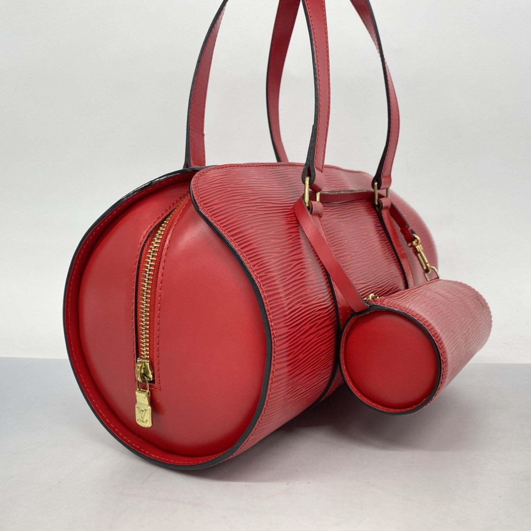 Louis Vuitton Epi Soufflot Handbag Castilian Red