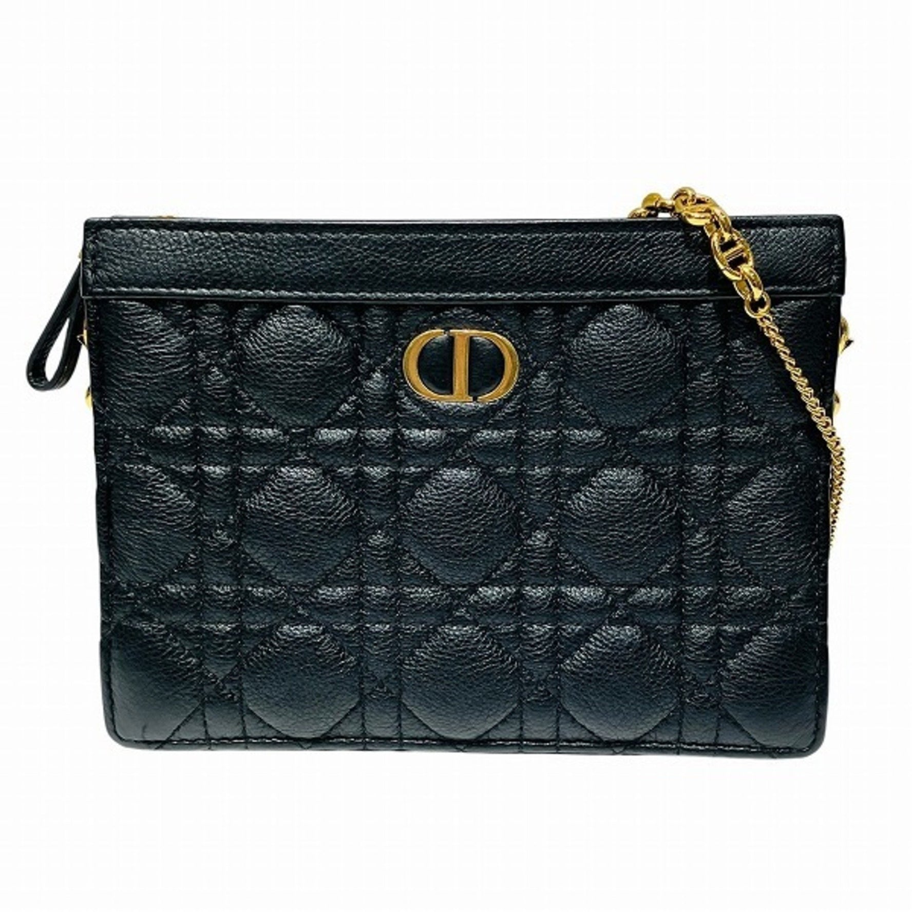 Christian Dior Dior Cannage Caro Zip Pouch Chain Shoulder Bag