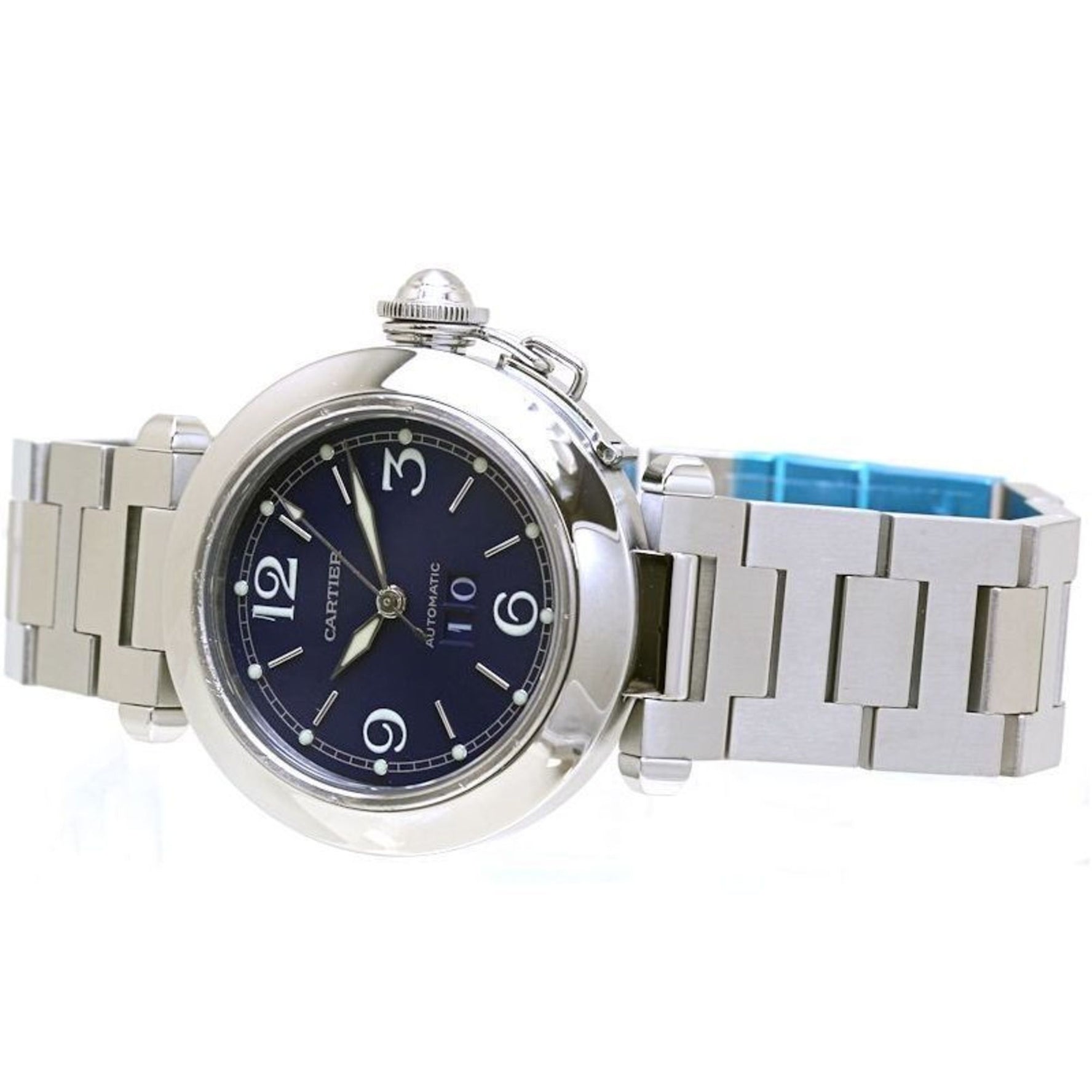 CARTIER Pasha C Big Date Navy Watch Stainless Steel