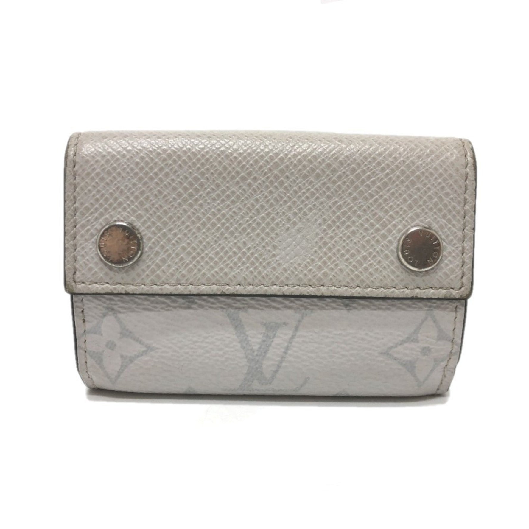 LOUIS VUITTON M67621 Taiga Rama Monogram Discovery Compact Wallet, Tri-fold Canvas, Men's, White