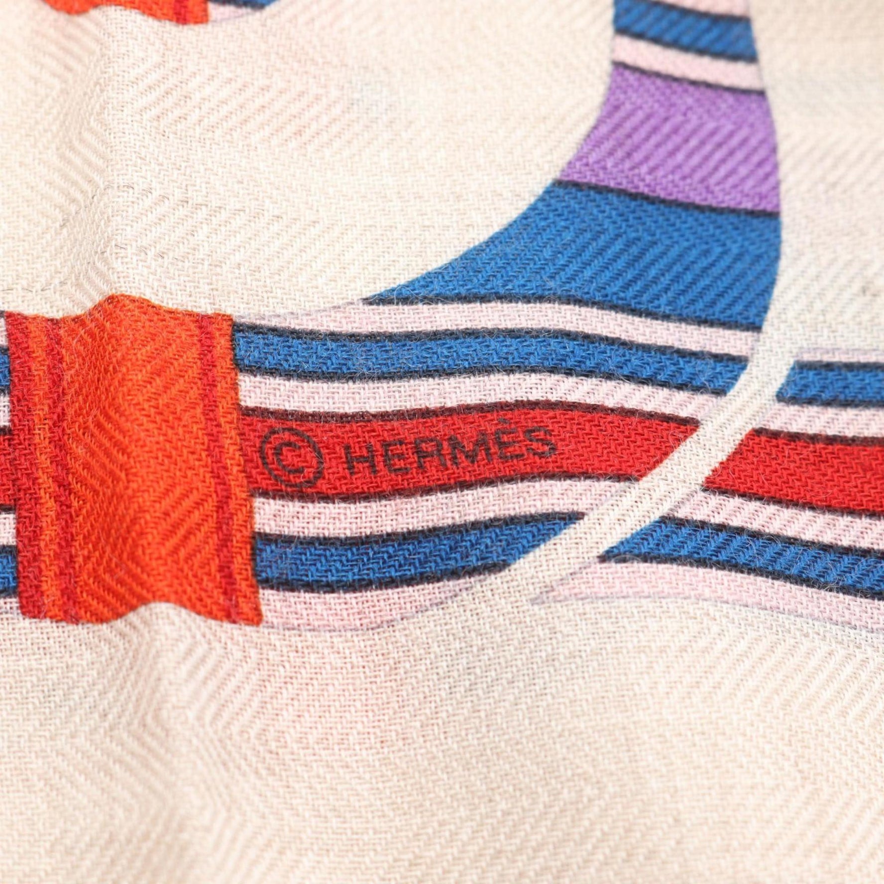 Hermes Hermès Carré Jean 140 Scarf, Silk, Cashmere, Beige, Pink, Multicolor