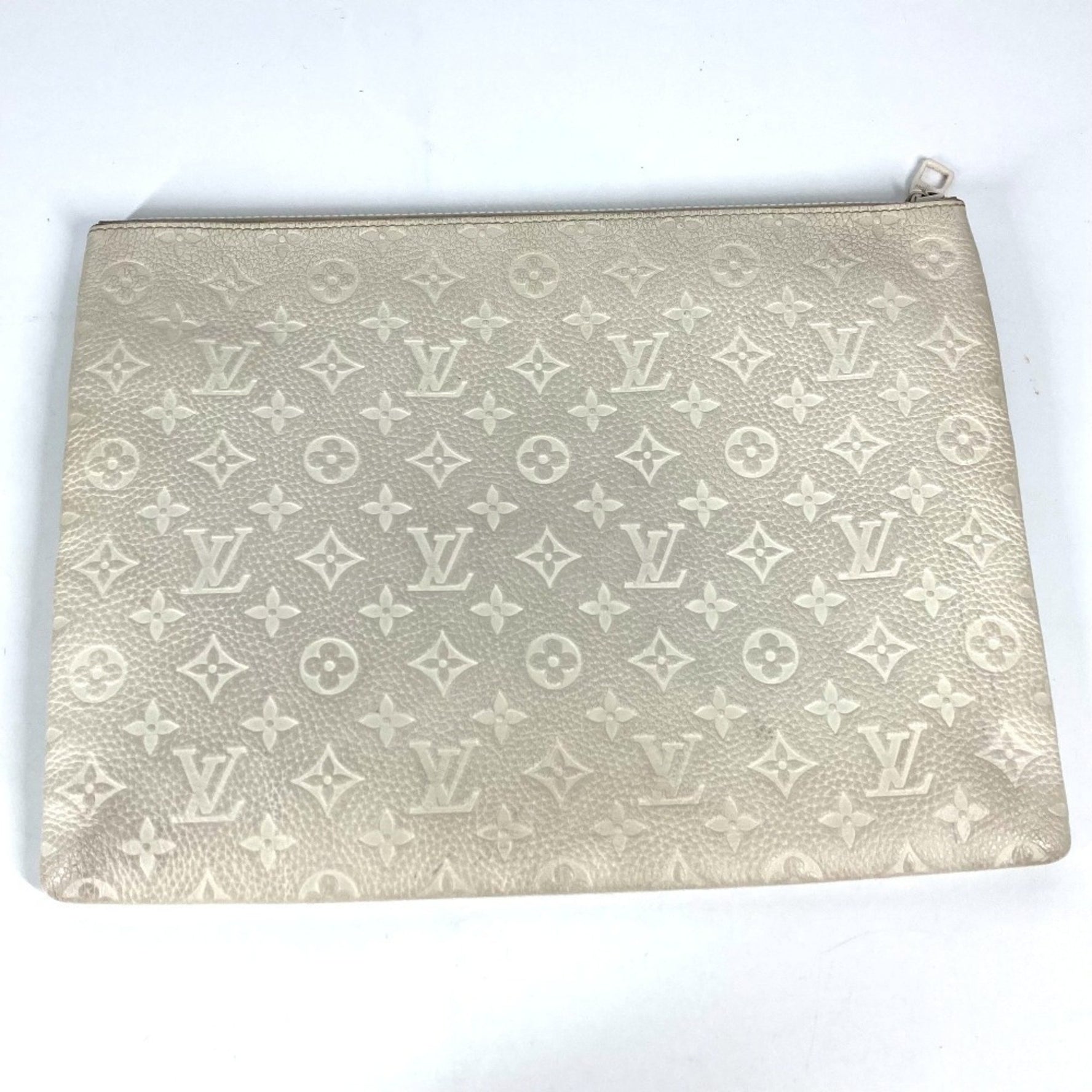 LOUIS VUITTON M67462 Taurillon Monogram Pochette A4 Virgil Abloh Pouch Bag Chain Clutch Leather Men's White