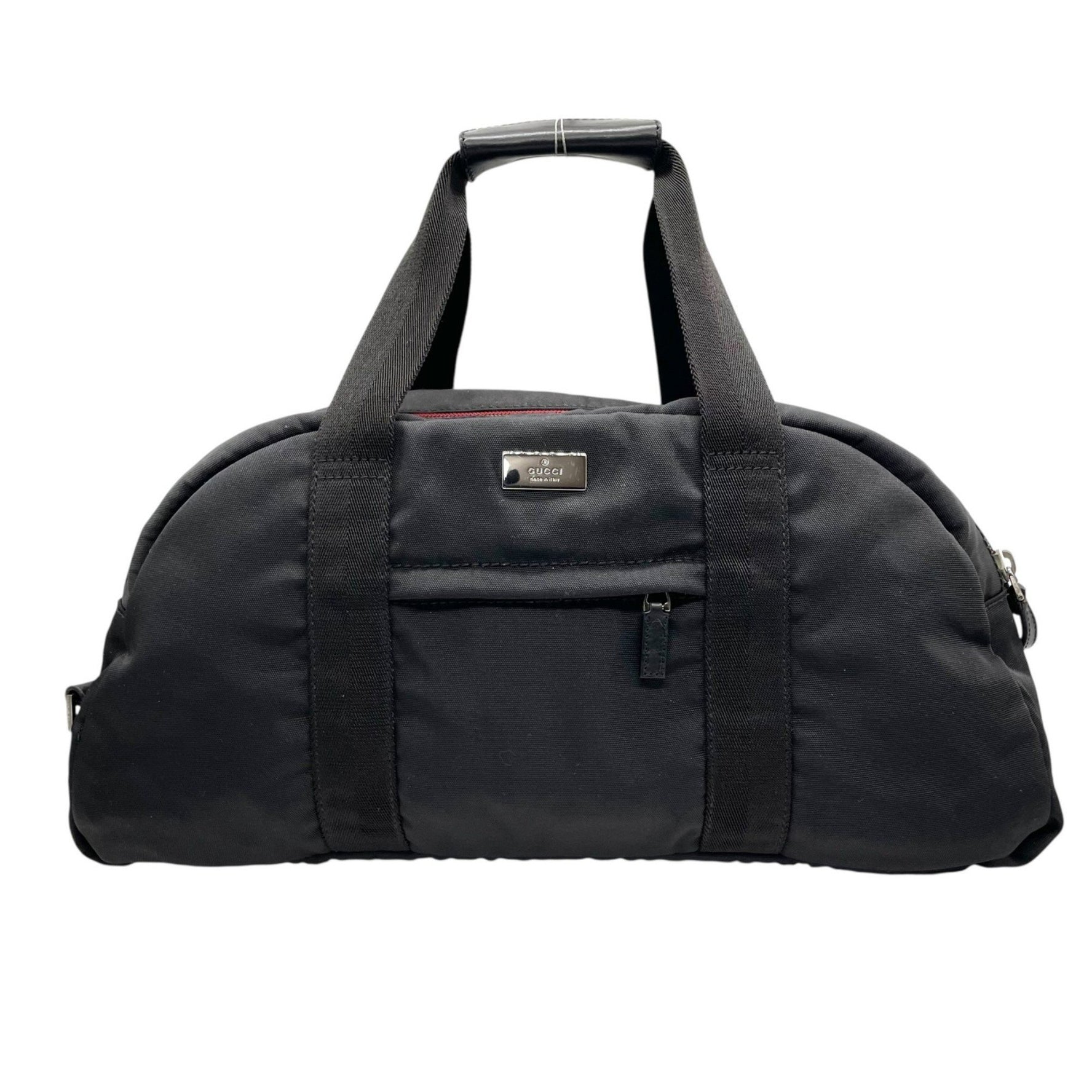 GUCCI Boston bag, 2-way handbag, black nylon, shoulder/crossbody, silver hardware, men's and women's, Z4