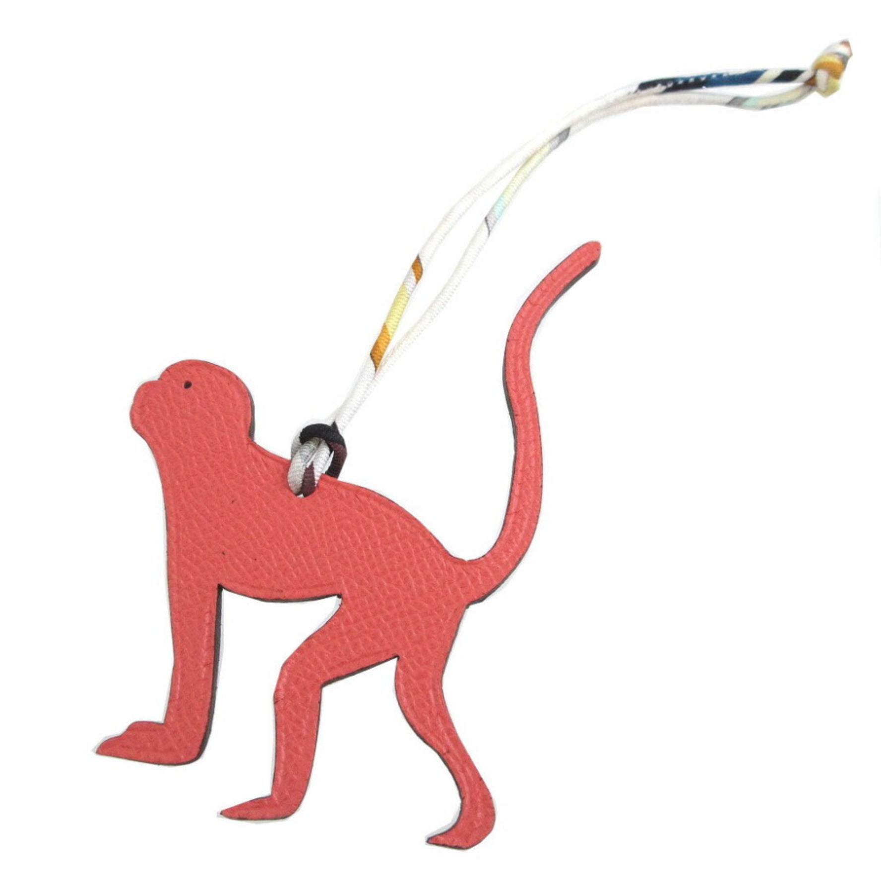 Like new Hermes Petit H Monkey Epsom Leather Togo Pink Blue Bag Charm Keychain