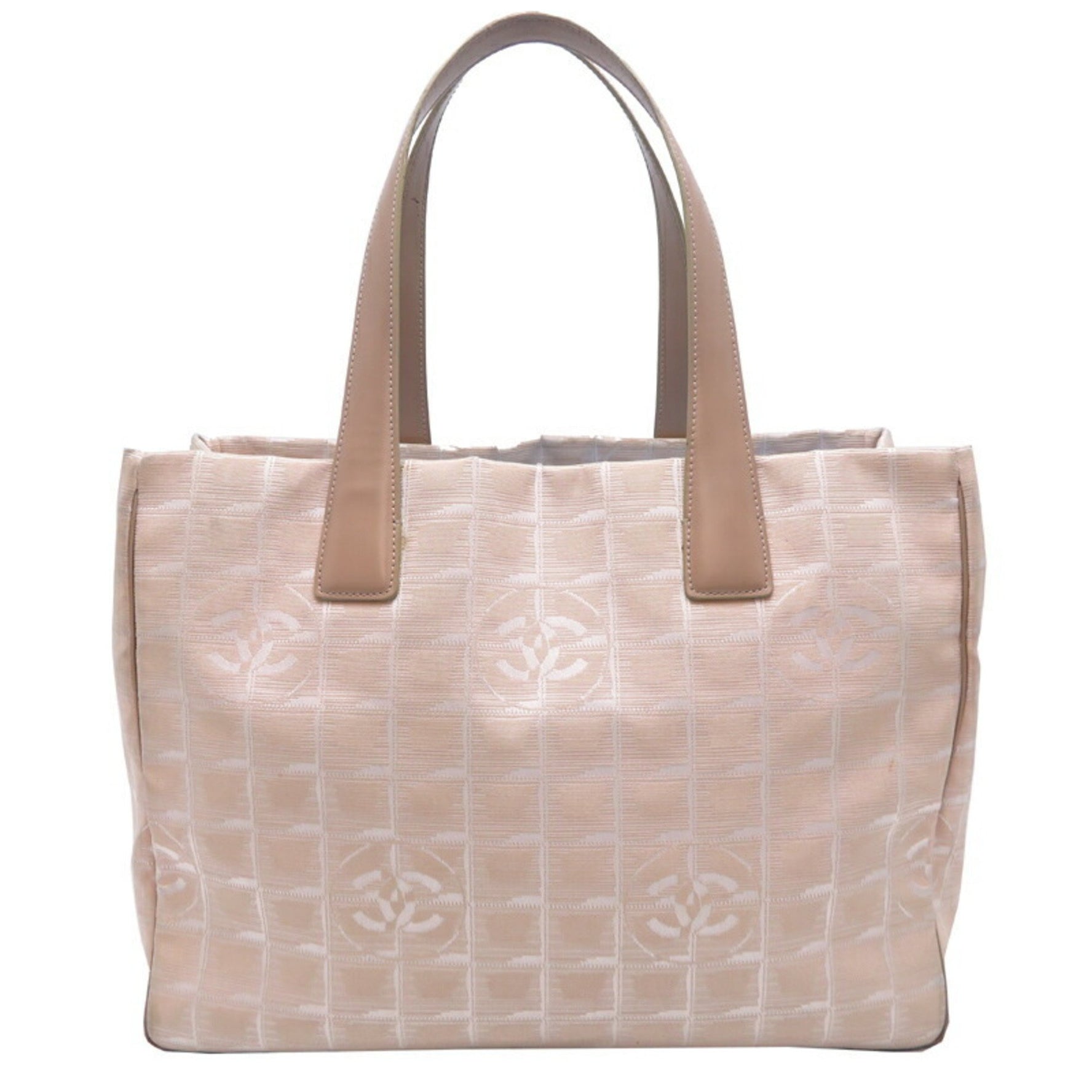 Chanel New Travel Line MM Women's Tote Bag Nylon Beige