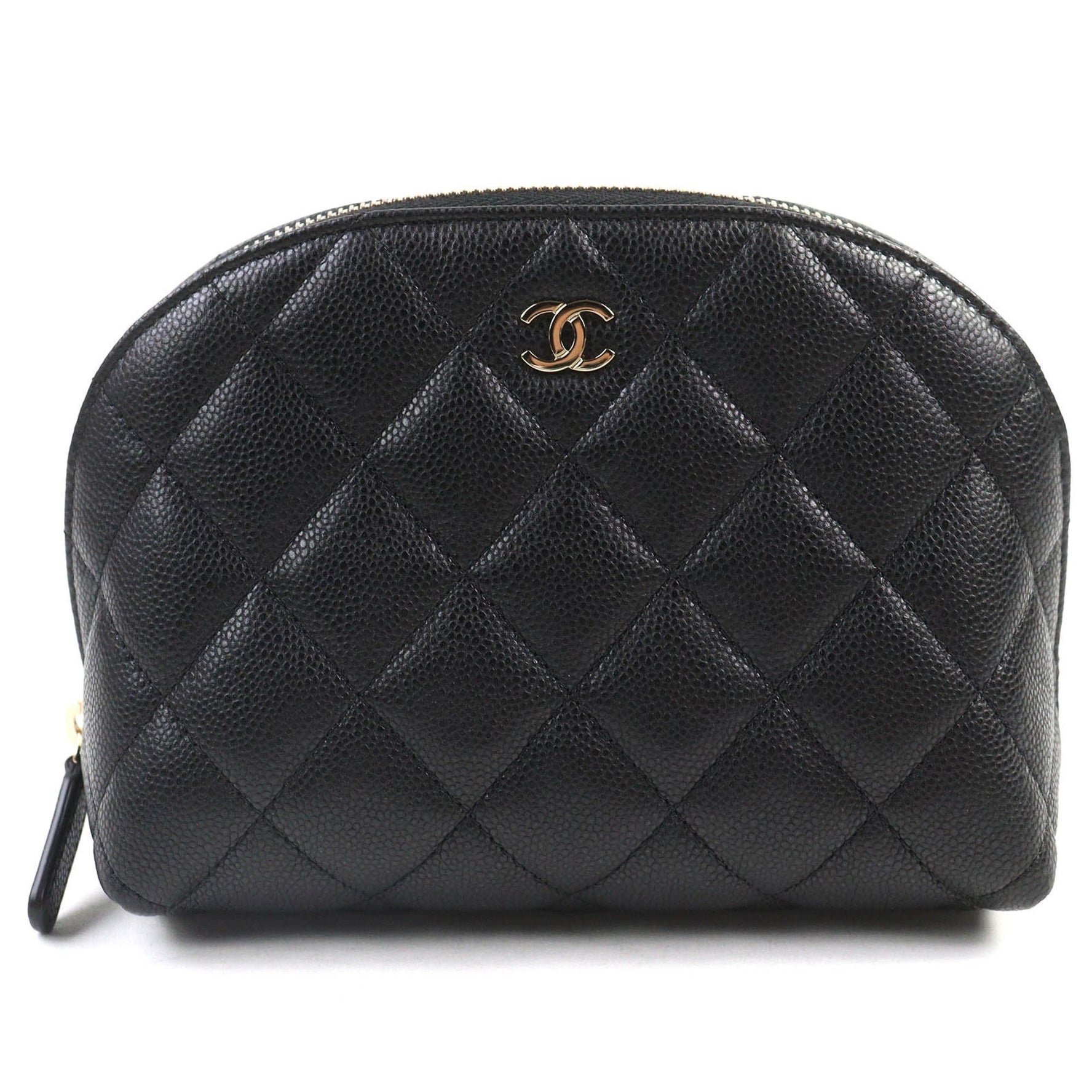 CHANEL Coco Mark Caviar Leather Matelasse Pouch with Random Serial Number, Gold Hardware, Box and Dust Bag, Made in Italy