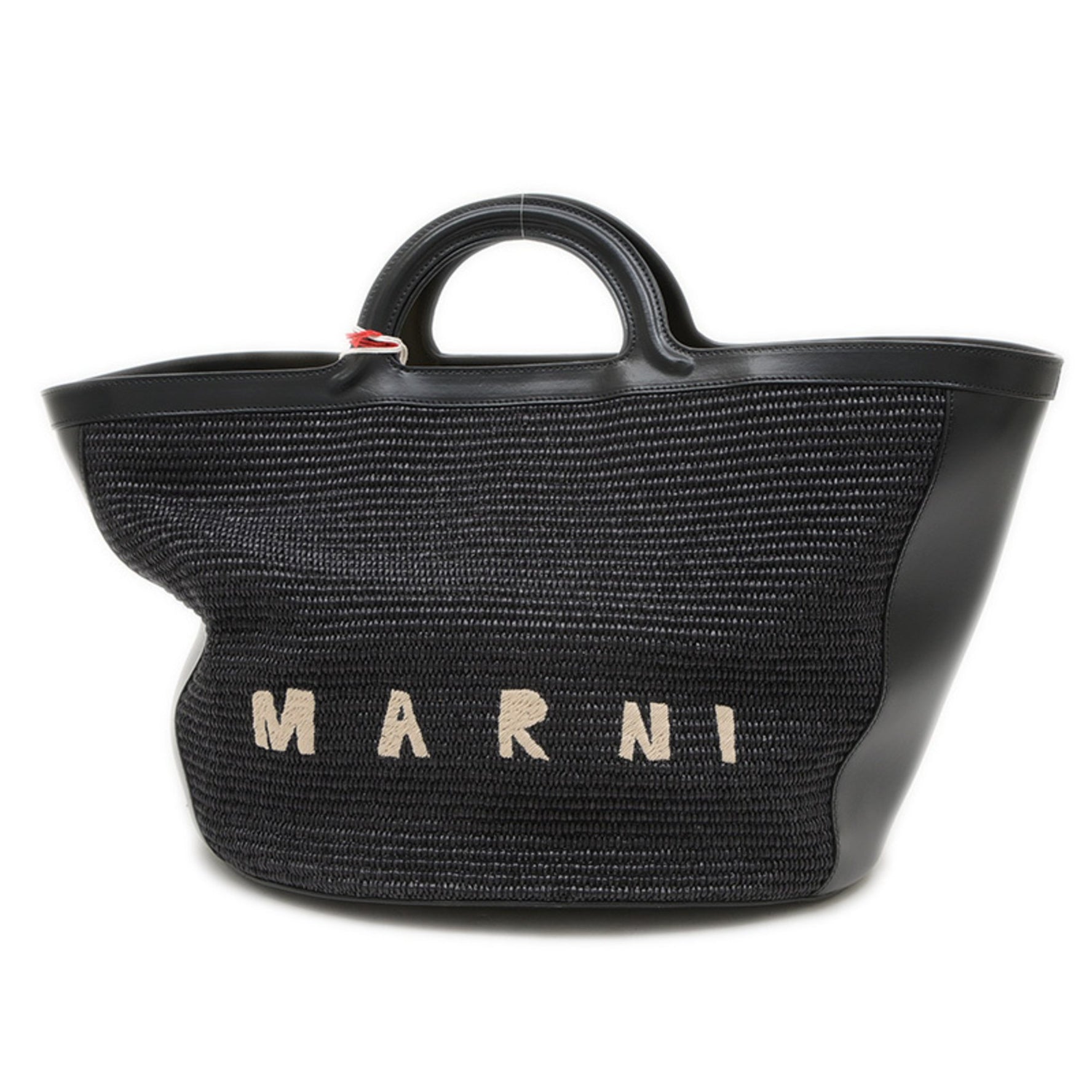 Marni Tropicalia Summer Large Tote Bag Raffia Leather Black BMMP0069Q0 BP
