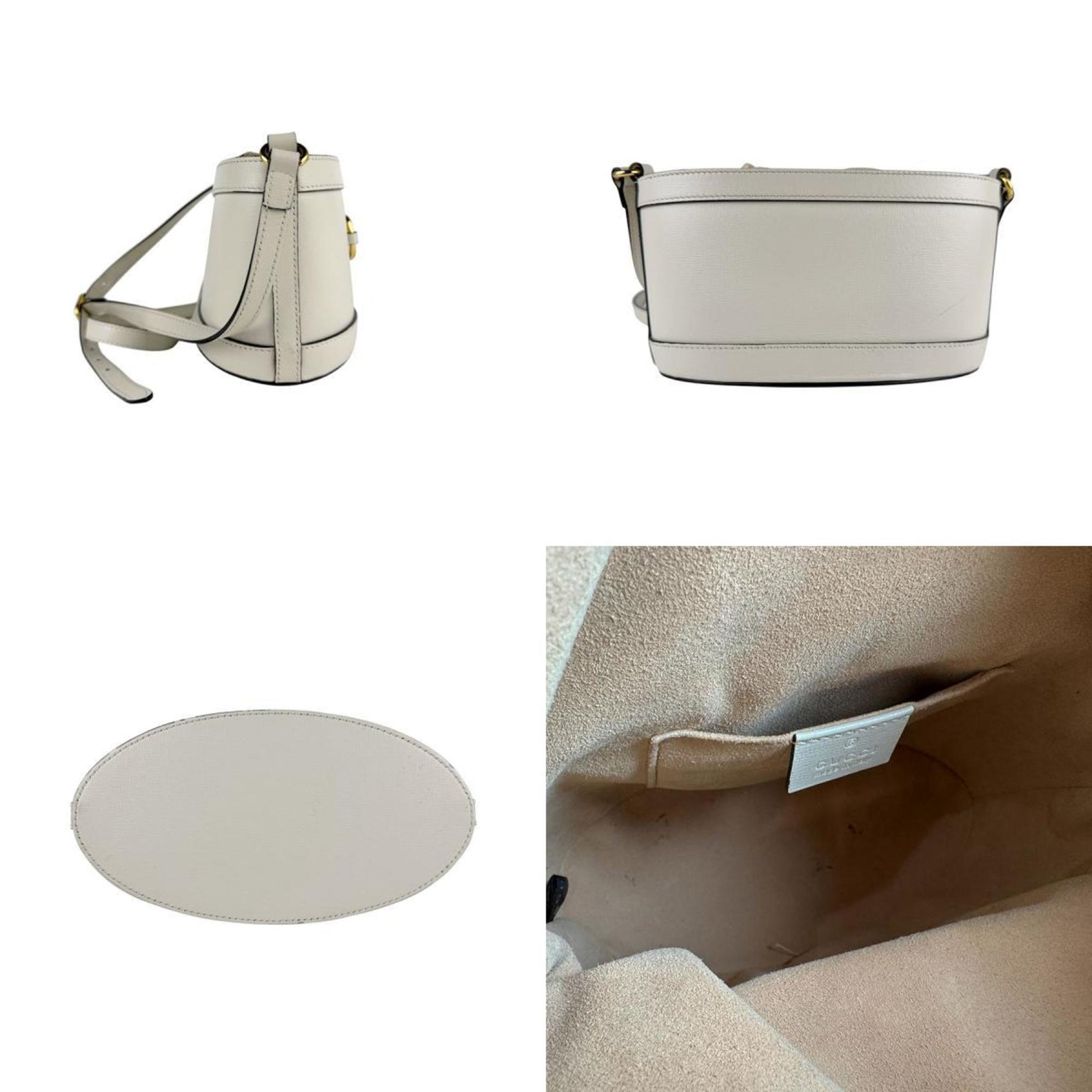 Gucci Horsebit Leather Shoulder Bag in GG Canvas and Ivory, Women's, z6488