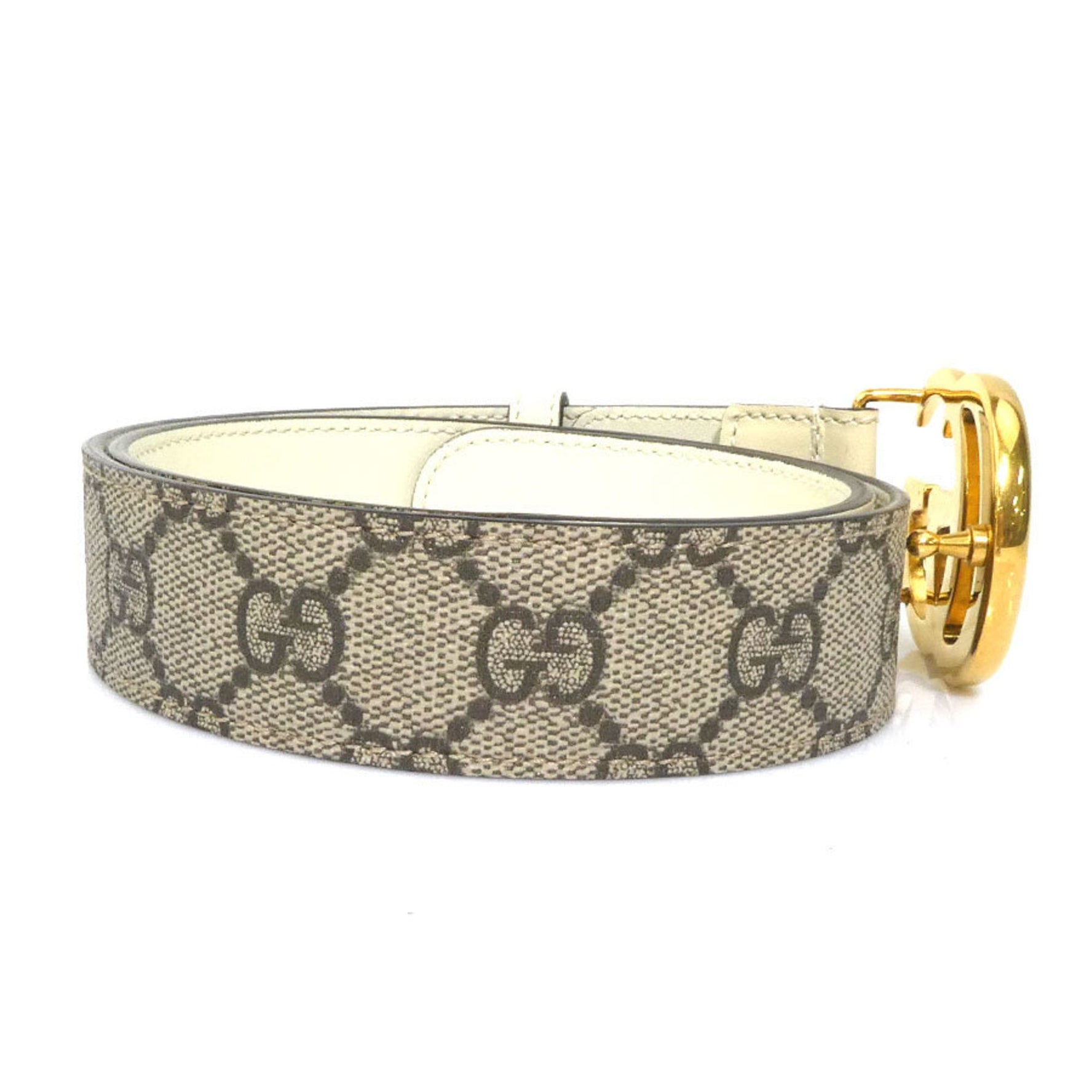 Gucci GG Marmont belt in Supreme canvas, ivory and brown, women