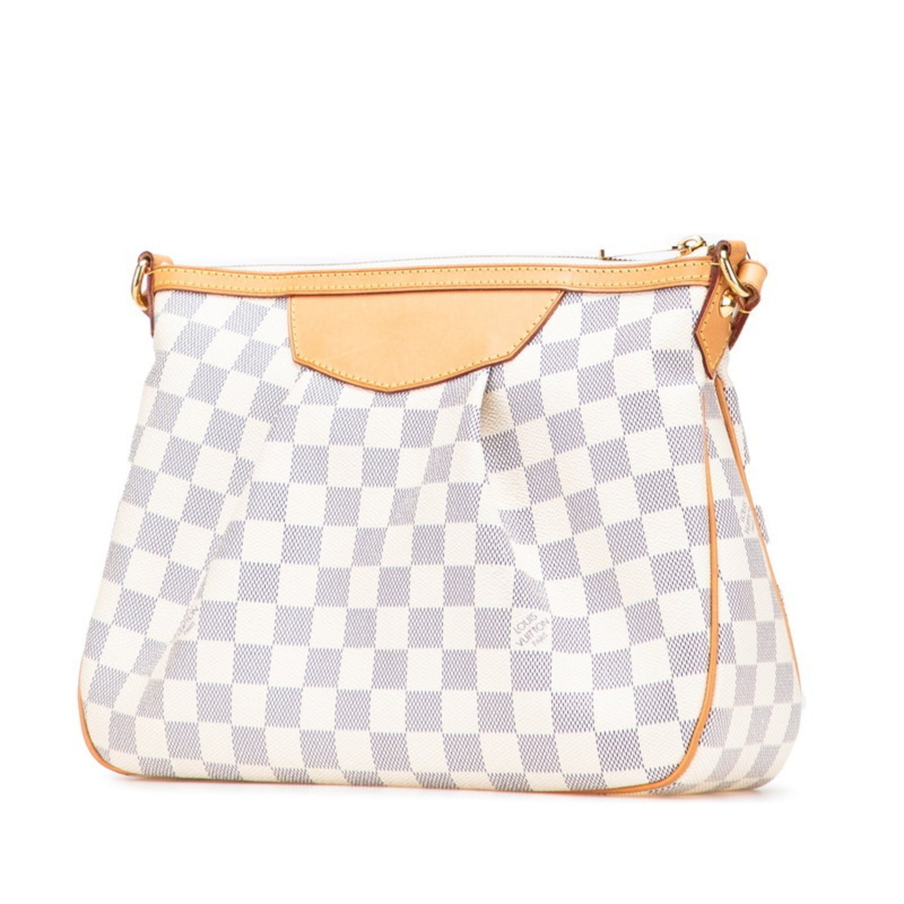 Louis Vuitton Damier Azur Syracuse PM Crossbody Shoulder Bag White Leather LOUIS VUITTON