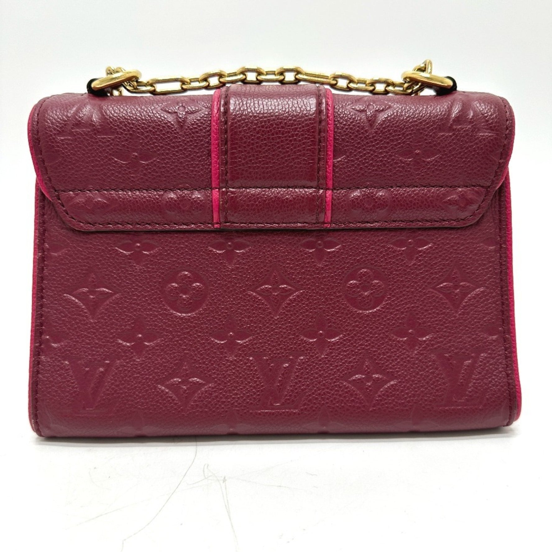 Louis Vuitton Monogram Empreinte Saint-Sulpice PM Chain Bag/Pochette/Shoulder Bag in Leather, Red