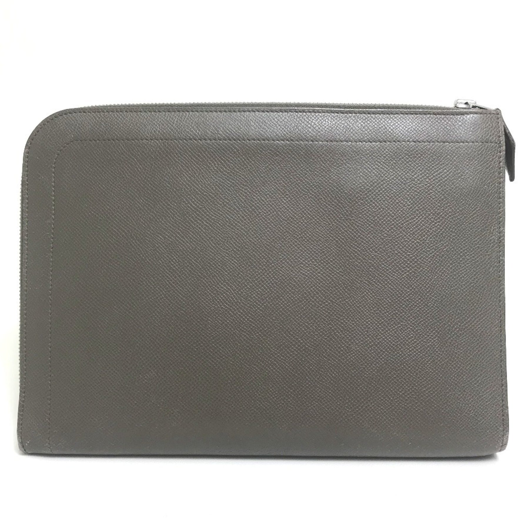 HERMES L-shaped zipper zip computer bag, clutch Epson, Etoupe, gray