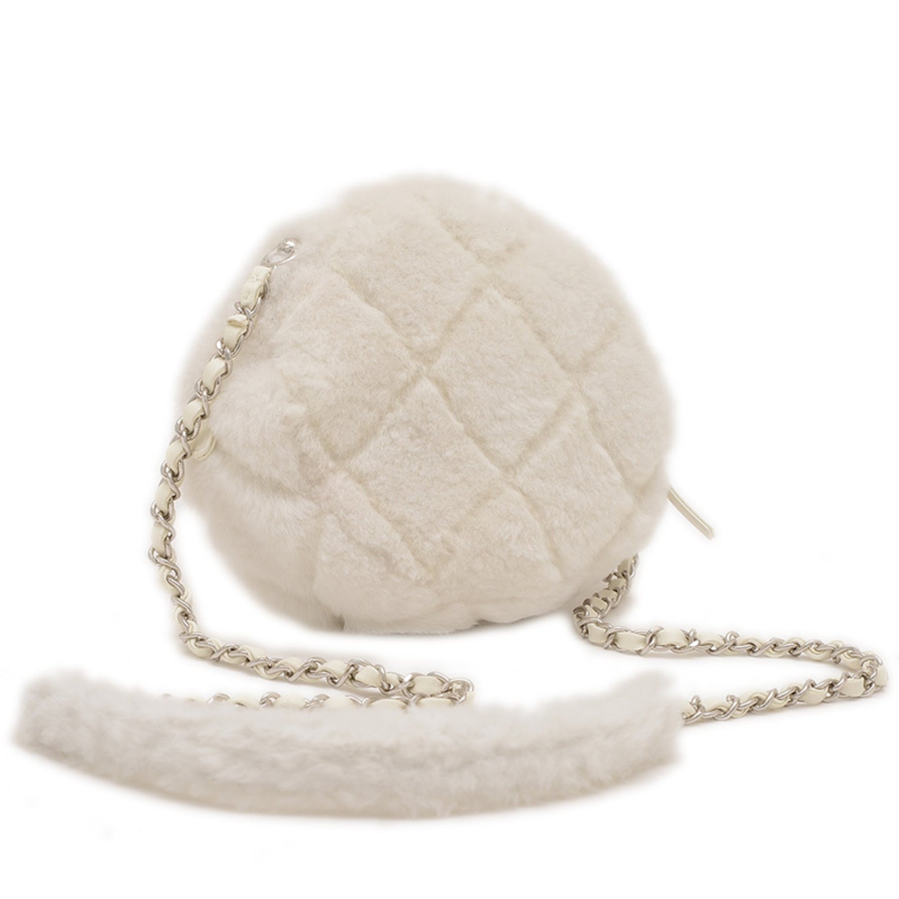 Chanel Coco Mark Round Chain Shoulder Bag Shearling