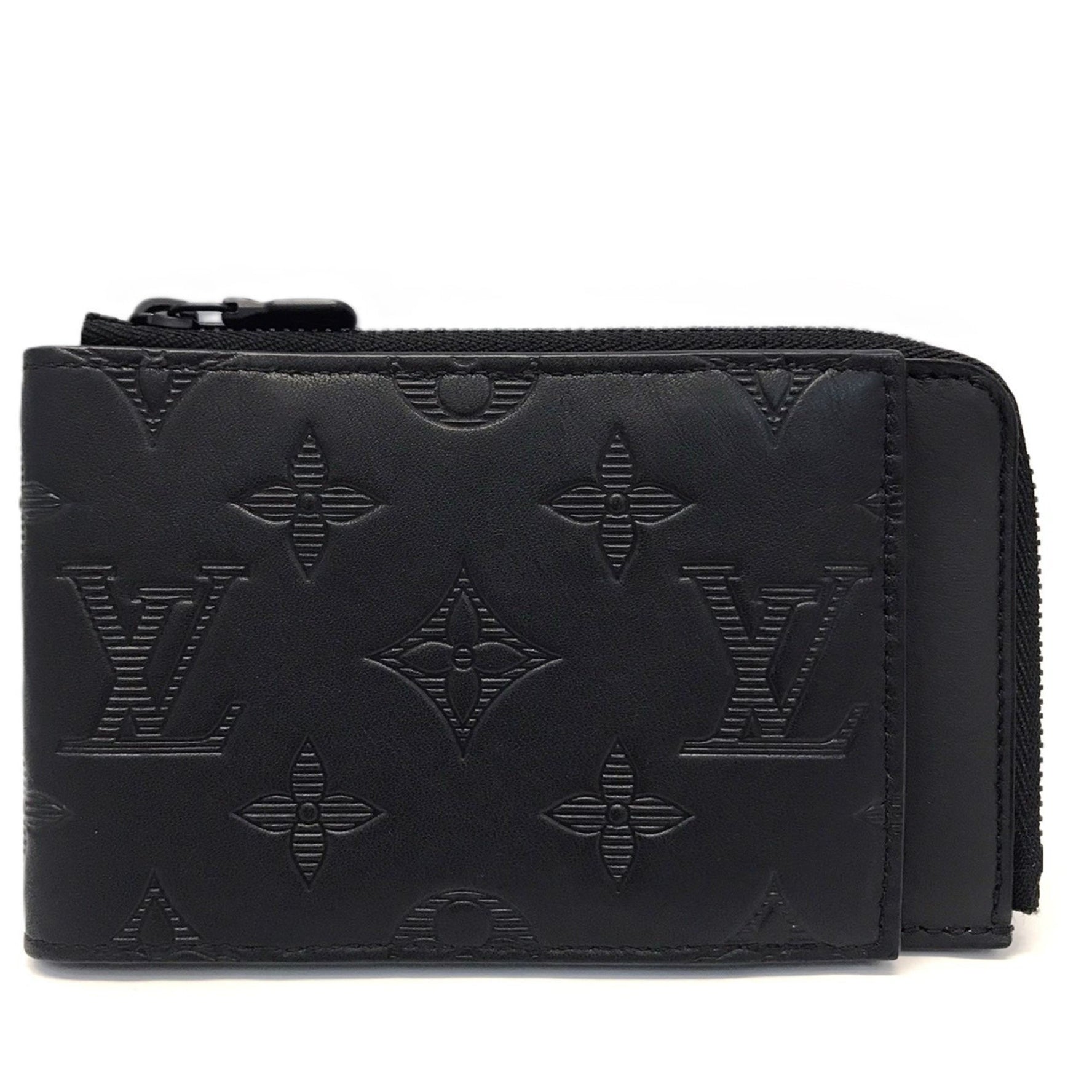 Louis Vuitton Hybrid Wallet Monogram Shadow Black Leather Noir Card Case Coin Folding