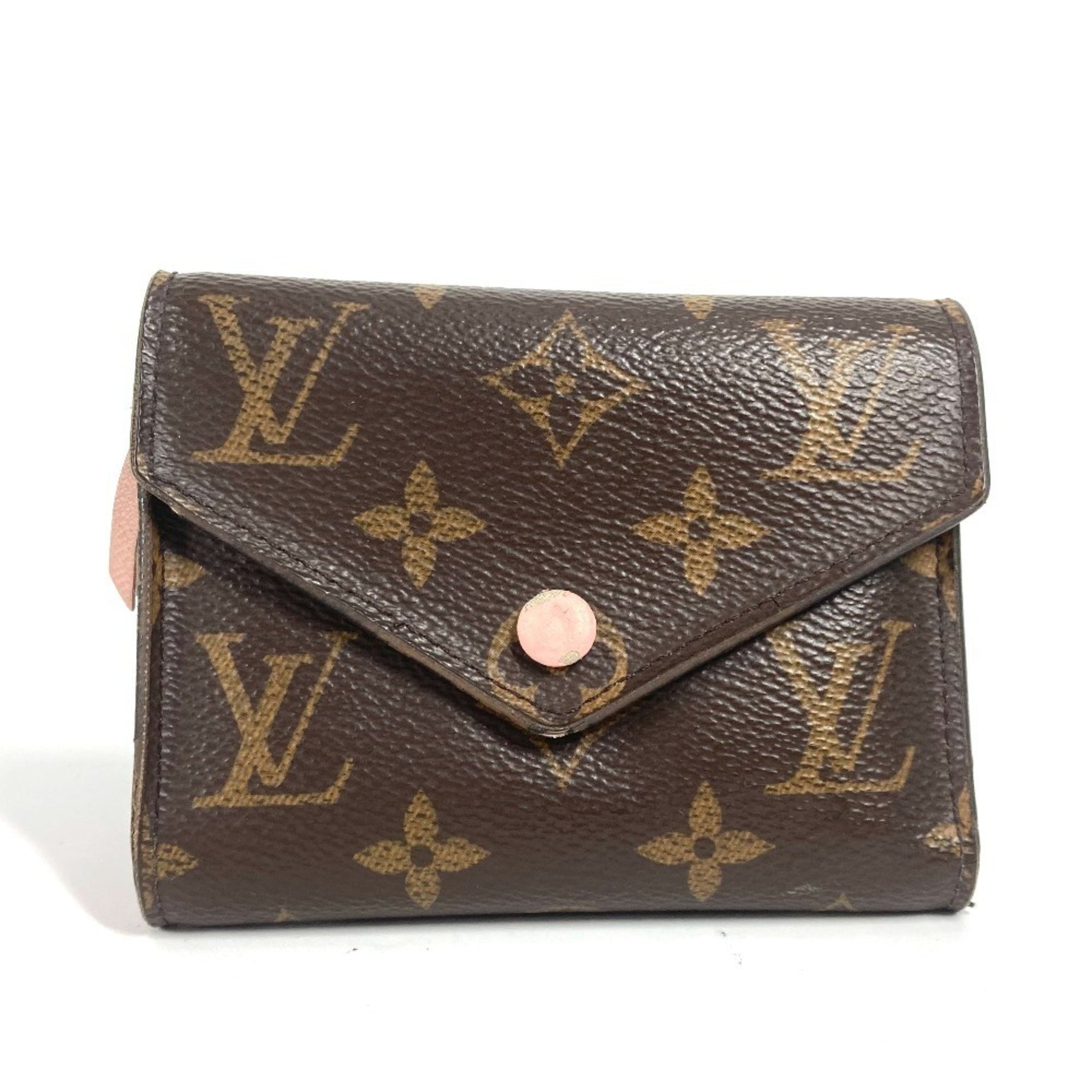 Louis Vuitton Monogram Portefeuille Victorine Compact Wallet Tri-fold Canvas Rose Ballerine Brown