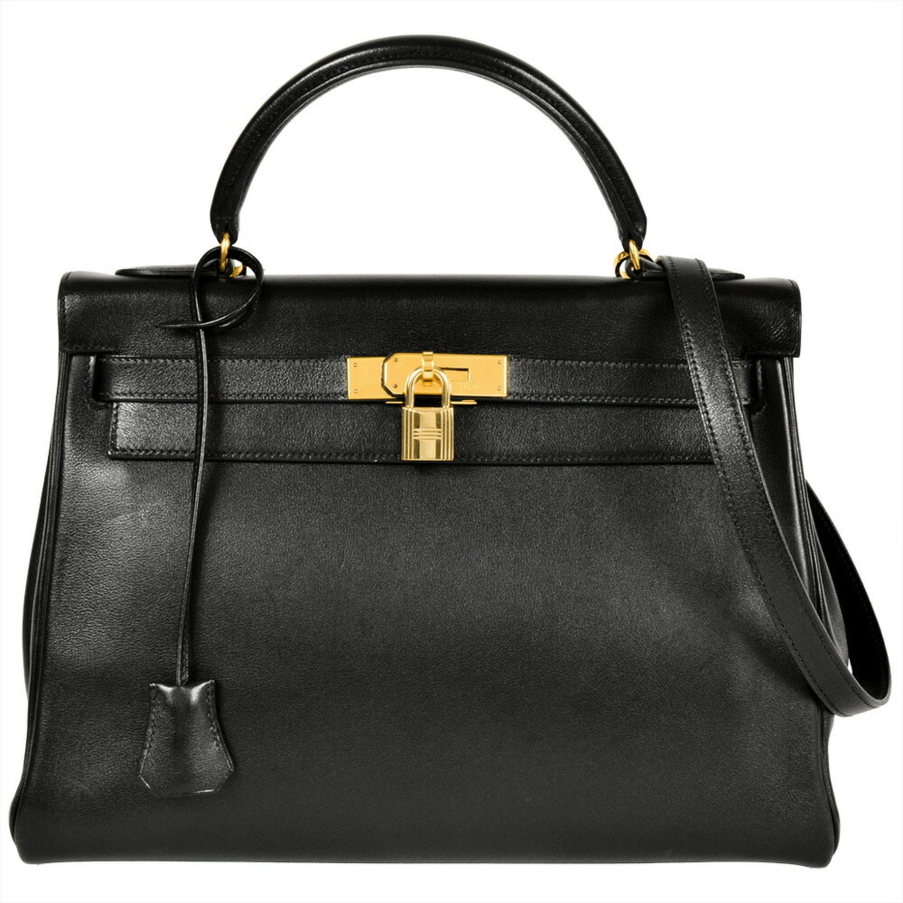Hermes Hermès Kelly 32 handbag, Veau Gulliver, black, XX stamped, inner stitching