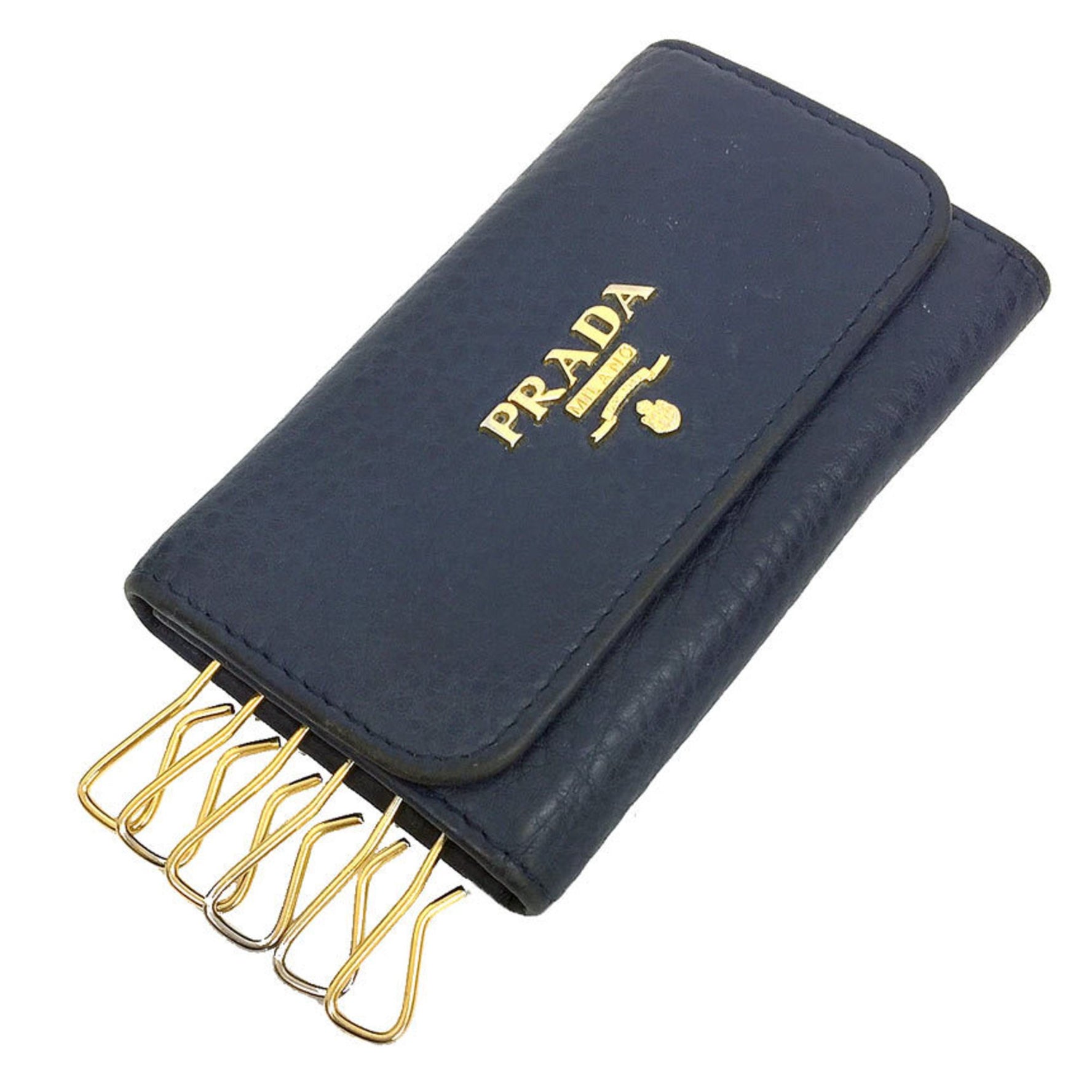 PRADA Prada Key Case 1PG222 VITELLO GRAIN INCHIOSTRO Navy