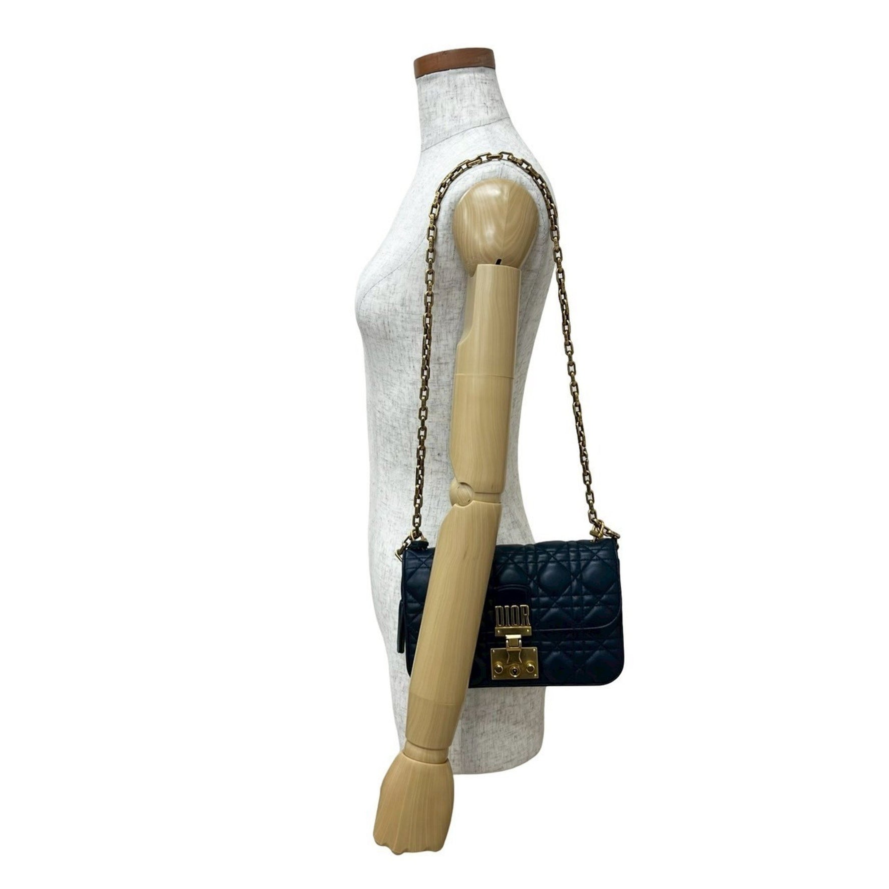 Christian Dior Addict Cannage Logo Metal Hardware Leather Chain Mini Shoulder Bag