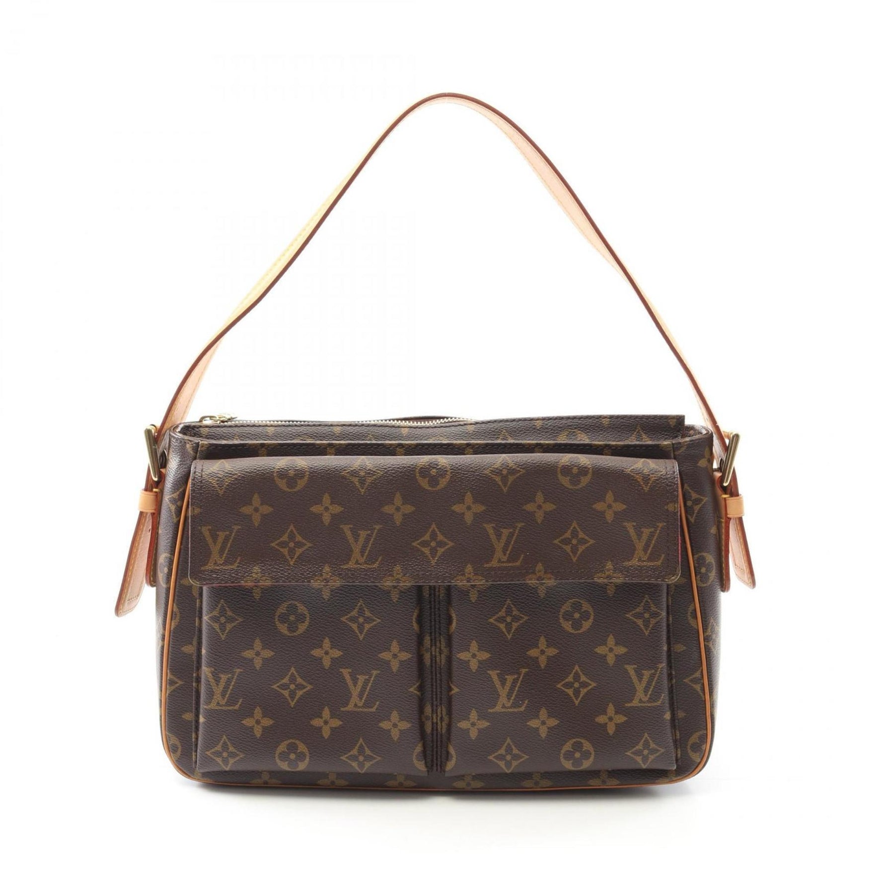 Louis Vuitton Viva Cite GM Monogram Shoulder Bag Coated Canvas Leather Brown