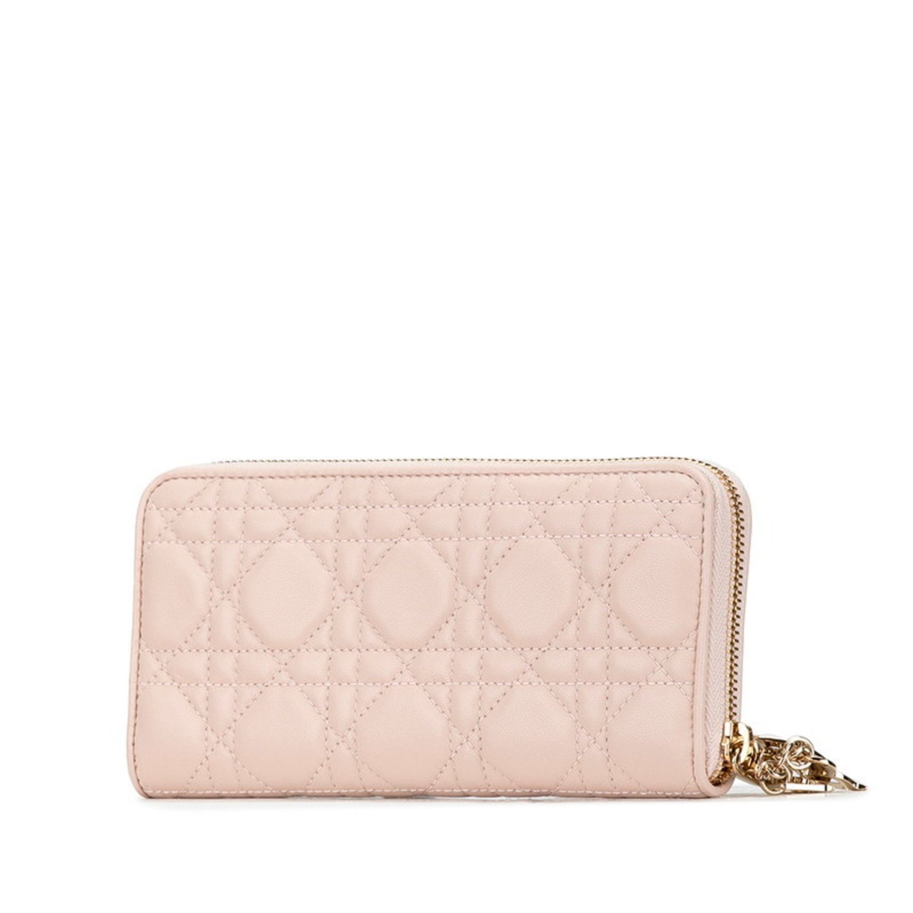 Christian Dior Dior Cannage Round Long Wallet Leather