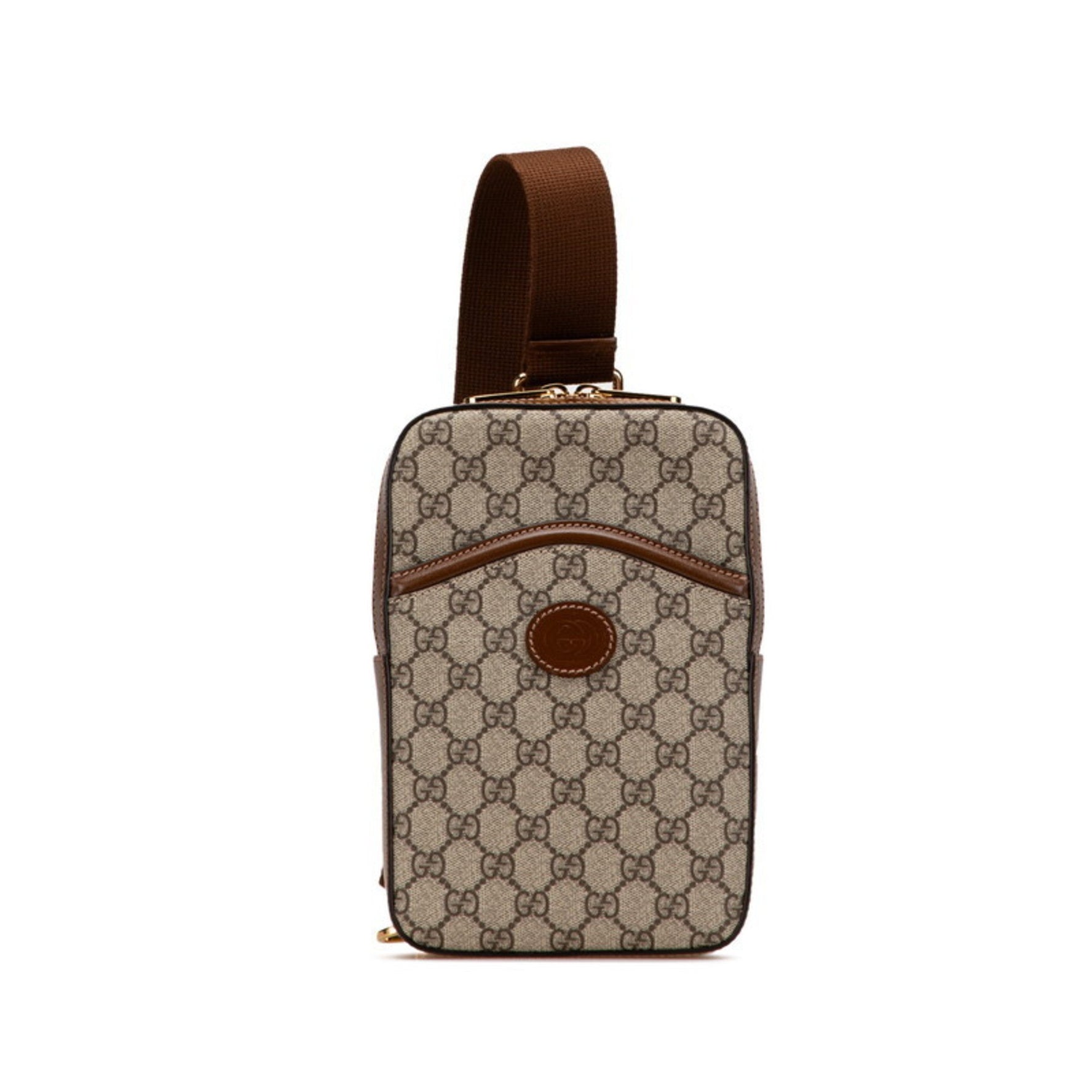 Gucci GG Supreme Interlocking G Body Bag/Waist Bag Beige Brown PVC Leather Men's GUCCI