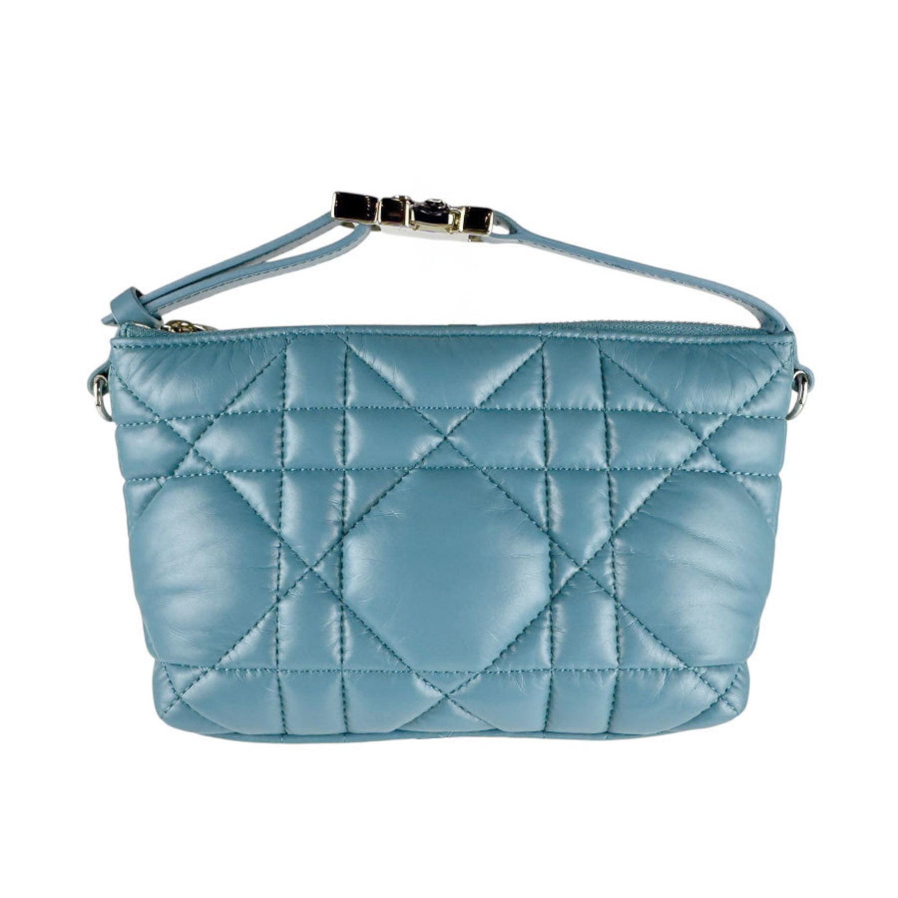 Christian Dior Nomade Pouch Leather Handbag in Air Force and Gold
