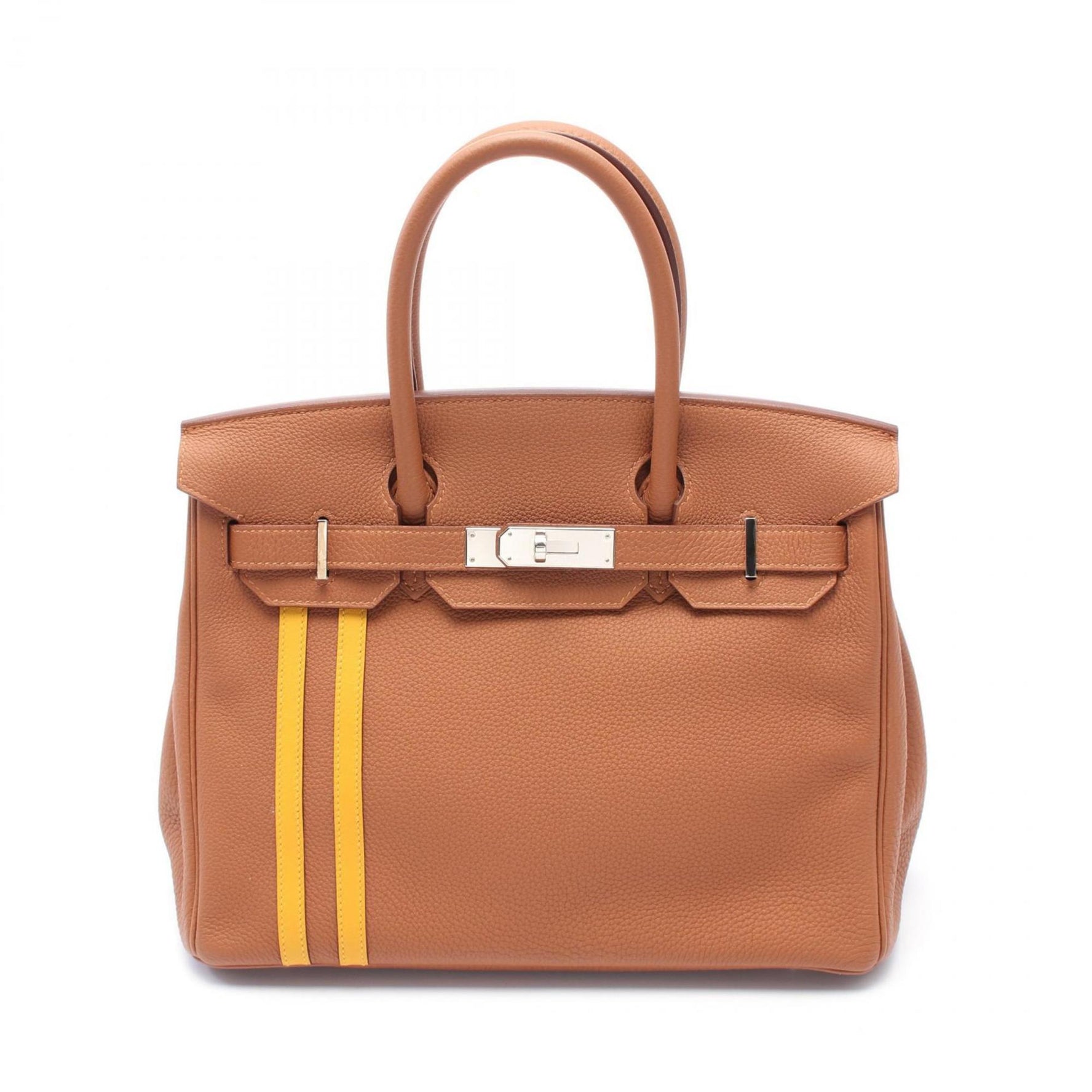 Hermes HERMES Birkin 30 Officer Handbag Togo Swift Leather Women's Brown Yellow