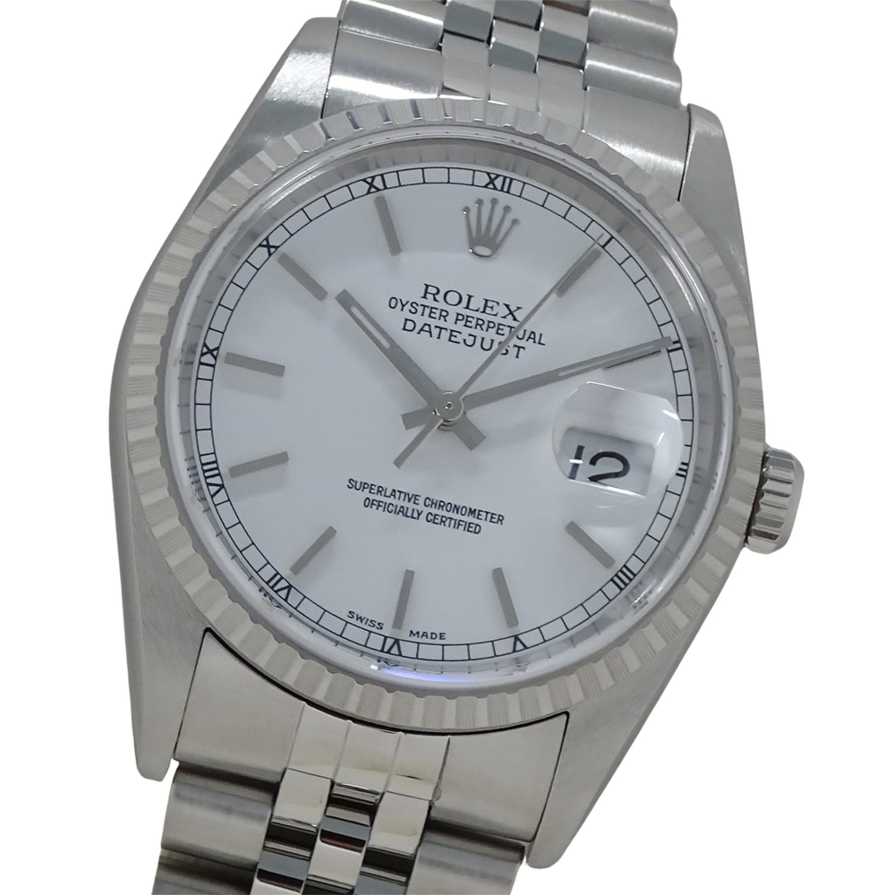 Rolex Datejust Y-number watch brand automatic winding AT stainless steel SS silver white polished
