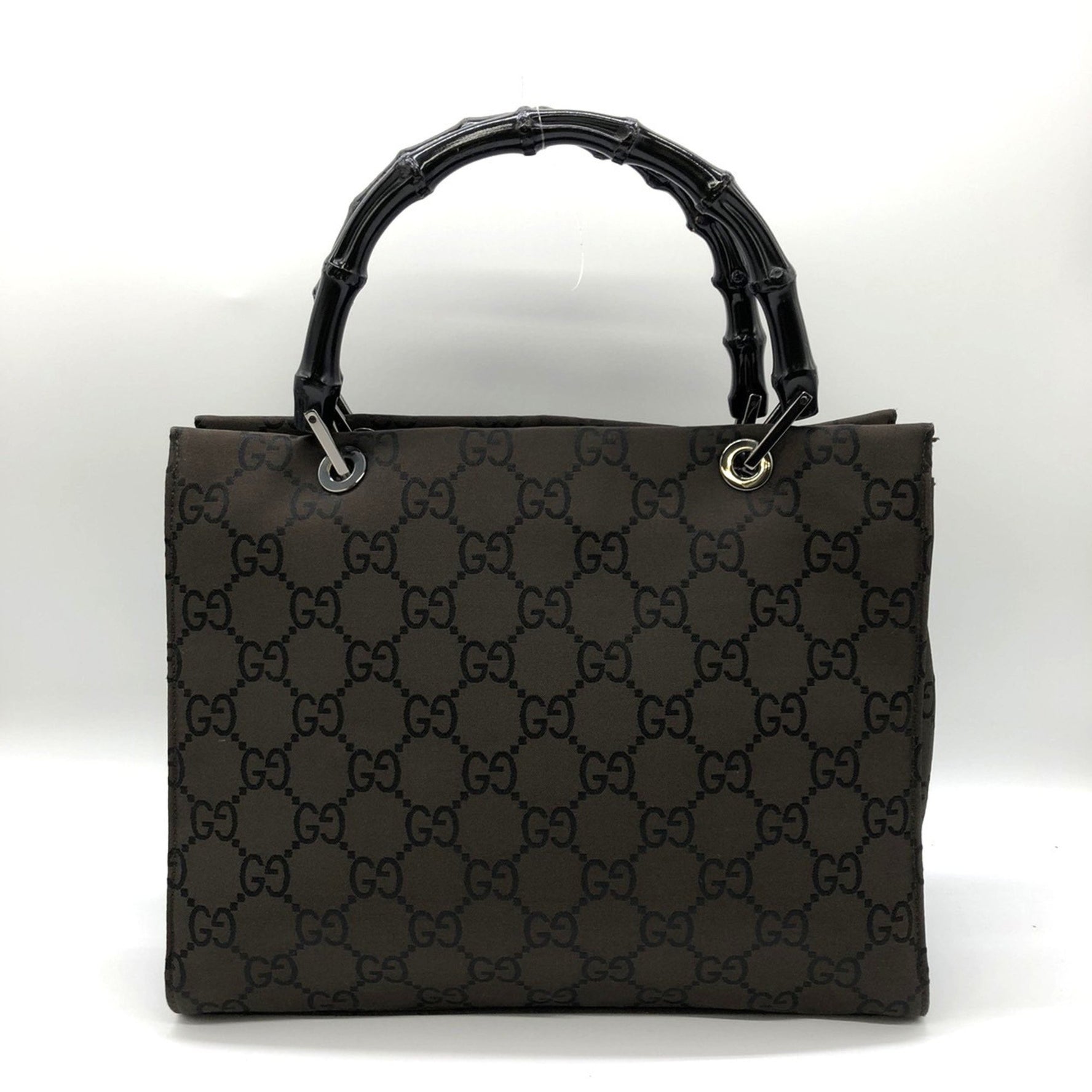 GUCCI 002/1065 Handbag Brown GG Bamboo