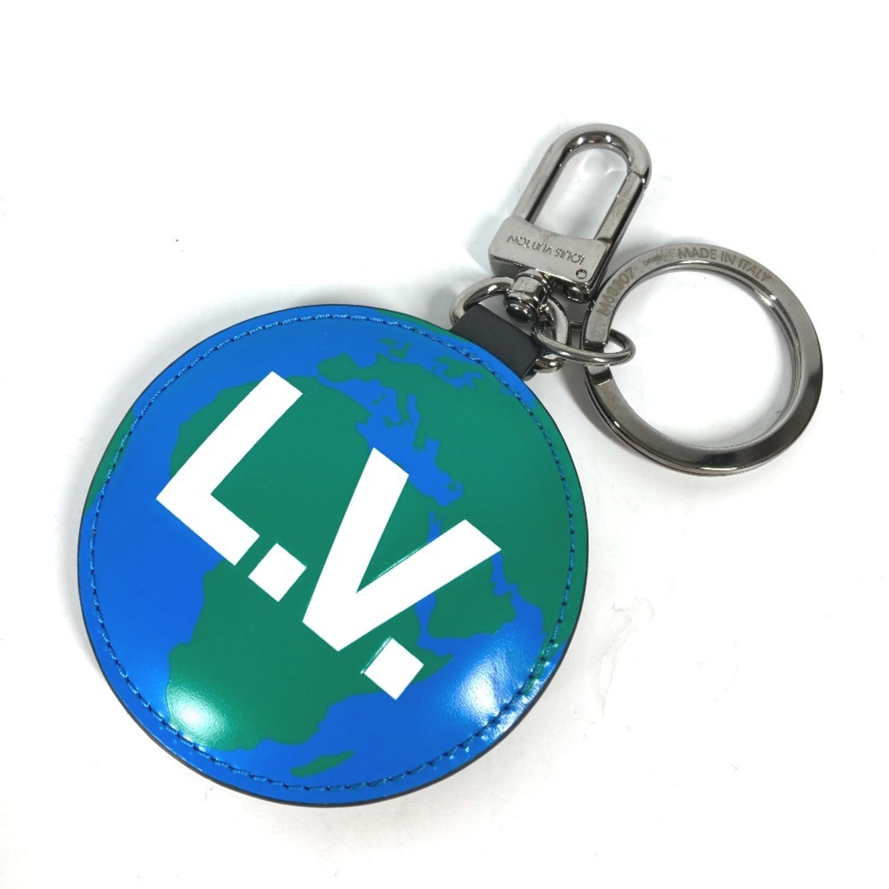 LOUIS VUITTON M68307 Monogram Porte-Clés Padded Key Ring/Bag Charm in Canvas, Women's, Blue/Brown