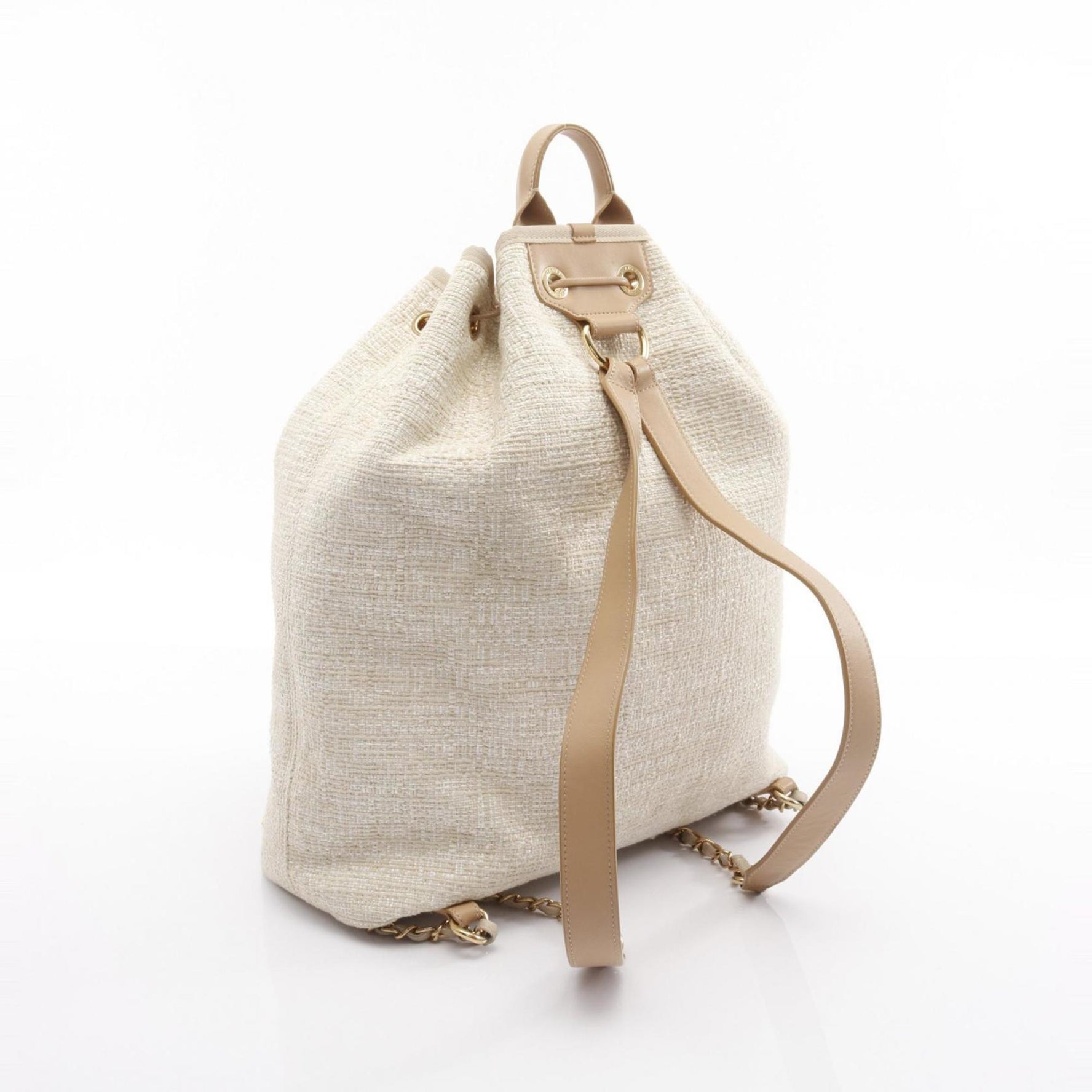 CHANEL Deauville Backpack, Leather and Raffia