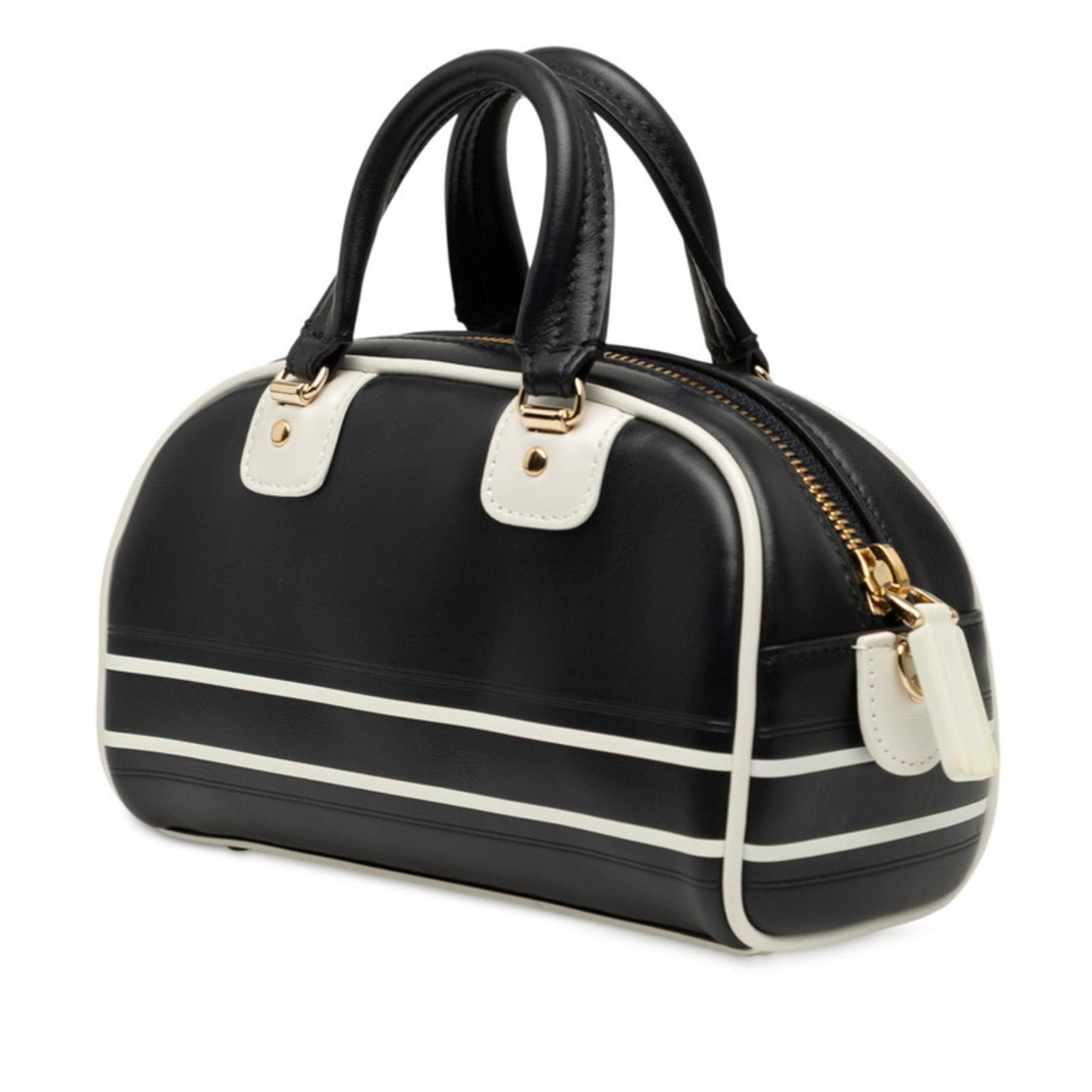 Christian Dior Dior Vibe Mini Bowling Bag, Handbag/Shoulder Black/White Leather