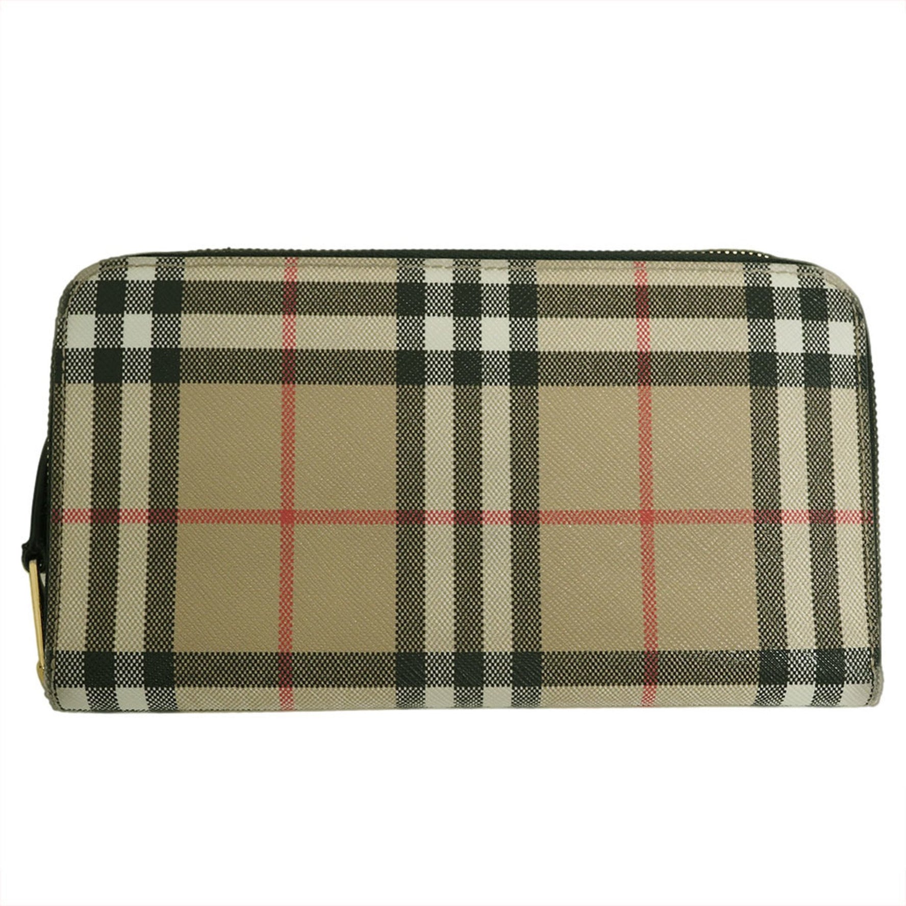Burberry Check Round Long Wallet PVC Leather Women's BURBERRY