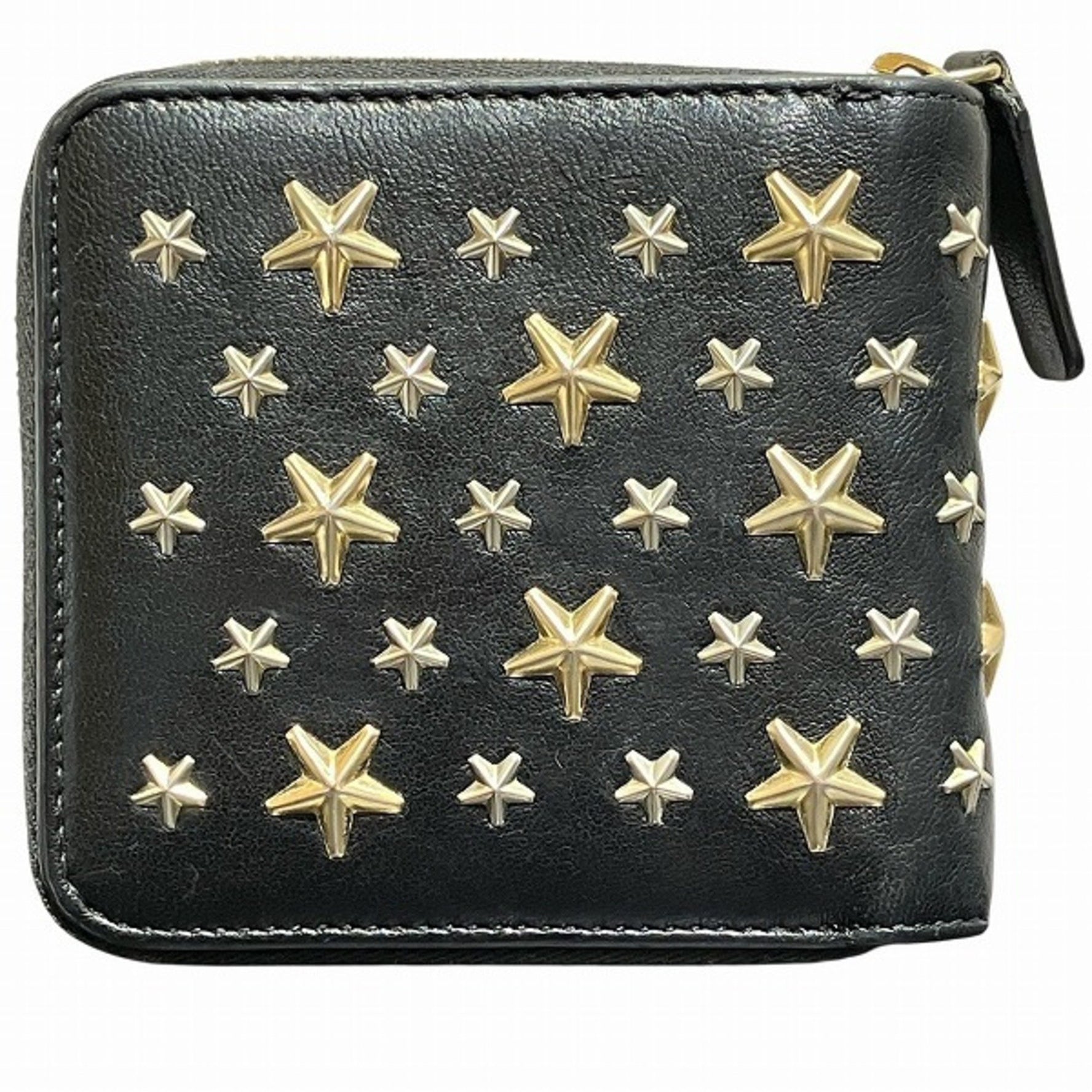 Jimmy Choo Star Studs Round Zip Bifold Wallet for Men and Women