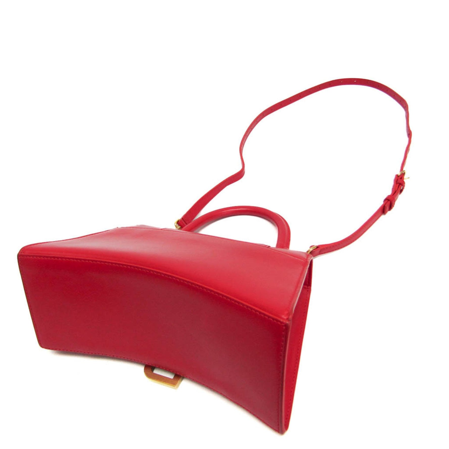Balenciaga Hour Glass Women's Leather Handbag,Shoulder Bag Red Color