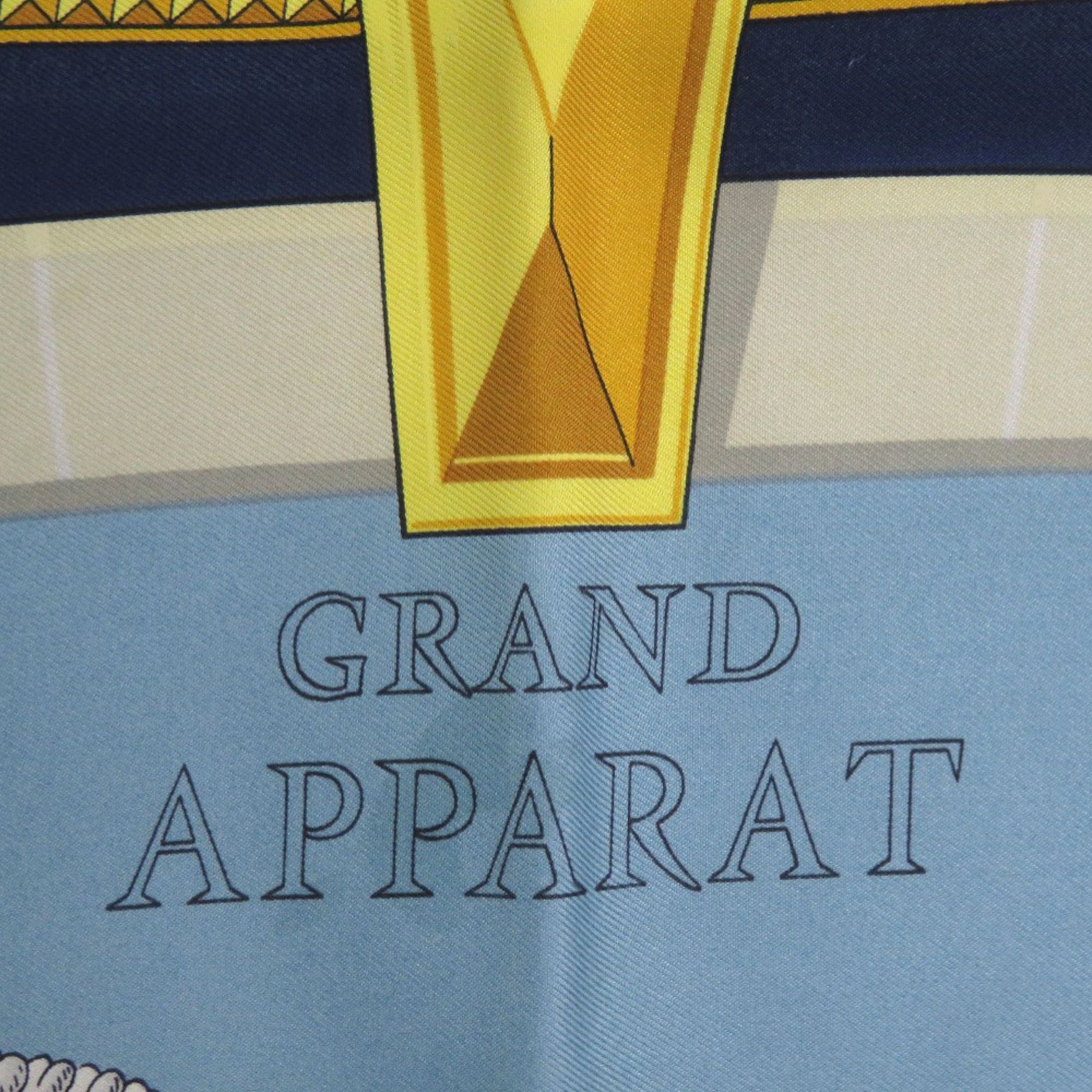 Hermès Carré 90 Grand Apparel, Horse in Full Dress, Silk Scarf/Muffler Navy, Light Blue, Gold, and Multicolor, 0140, HERMES